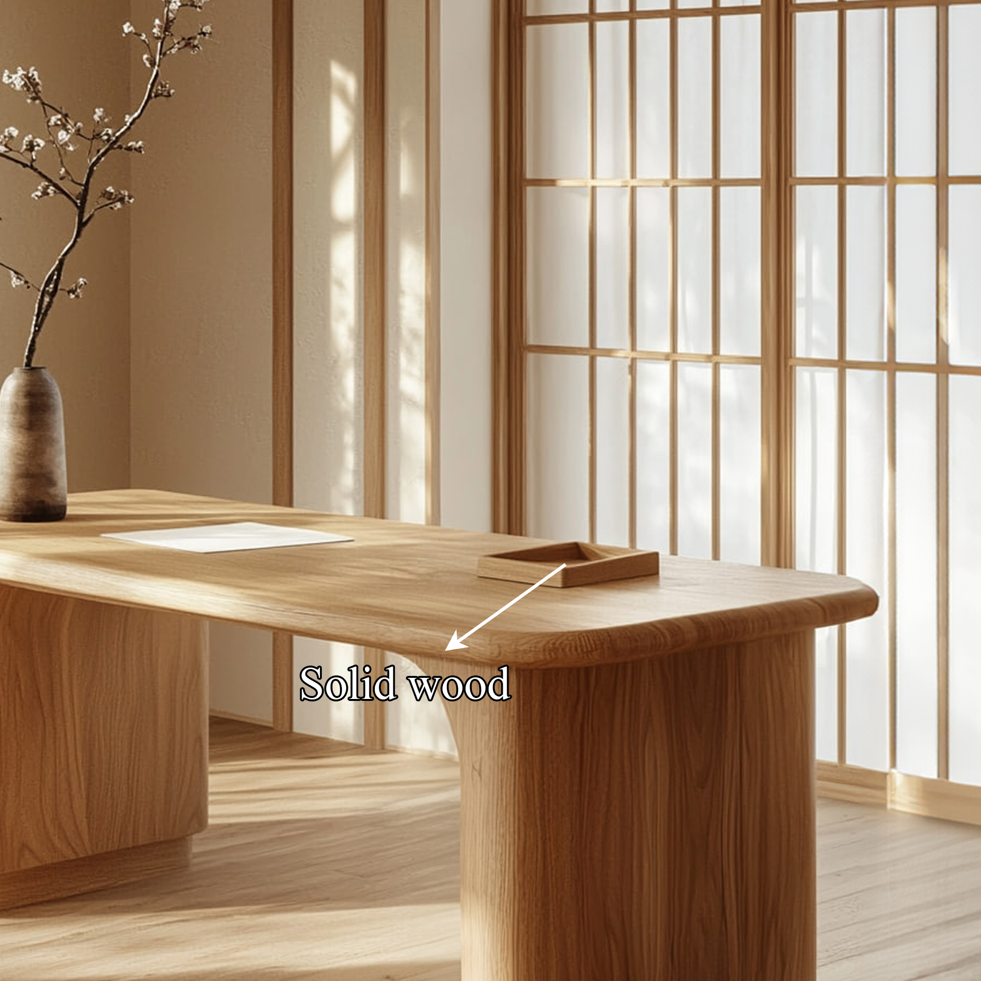 Japandi Organic Minimal Work Desk Home Office And Study Room SINLKIDK057