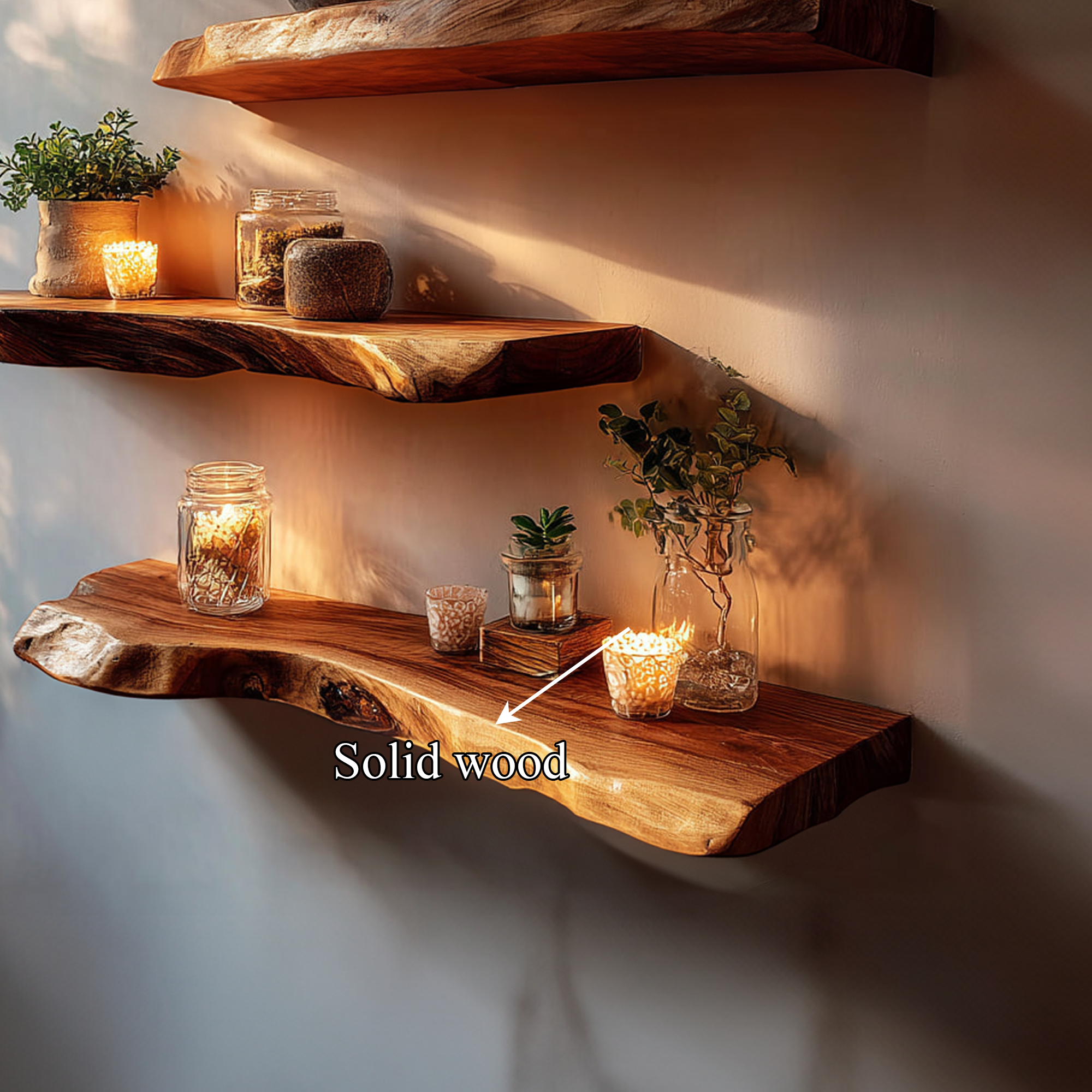 Rustic Live Edge Floating Shelves Home Office Or Bedroom SINLKIFL302
