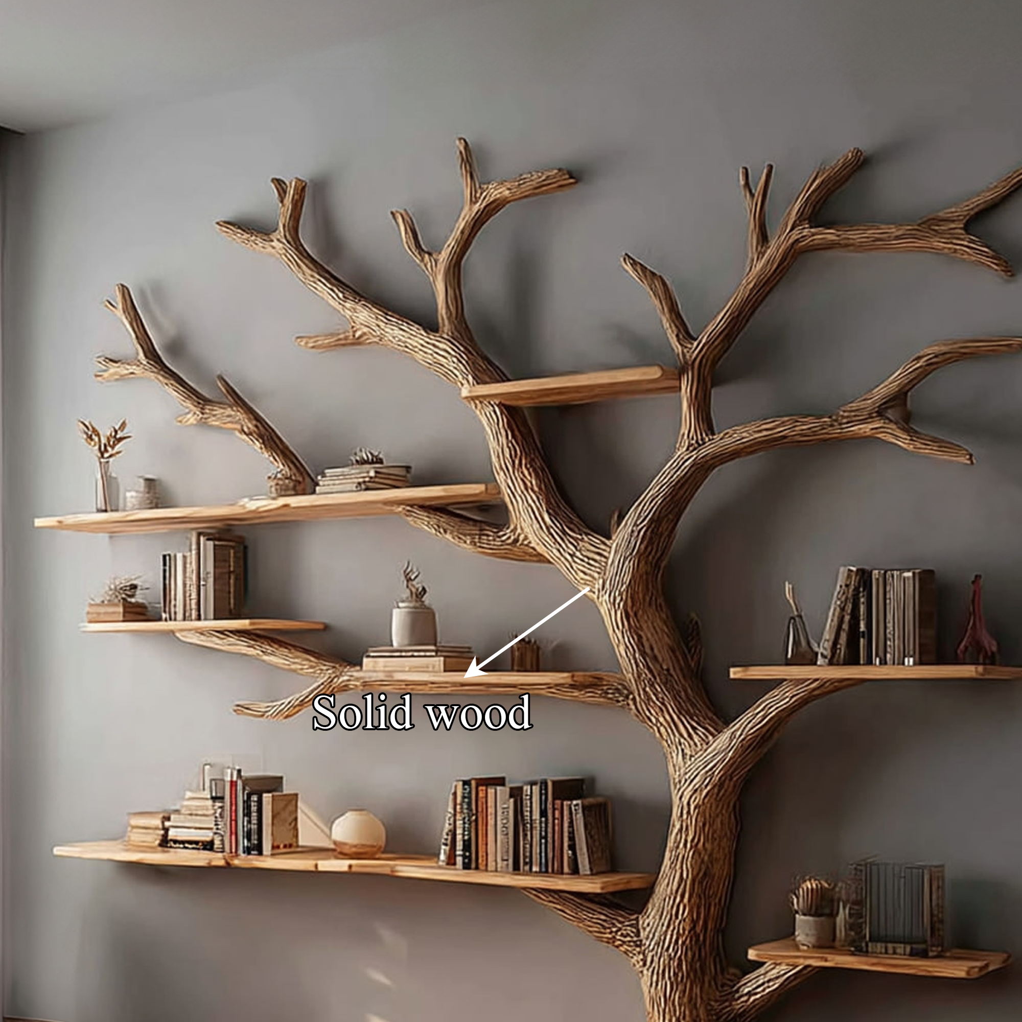 Rustic Artistic Tree Shelf Living Room Statement Decor SINLKITB325