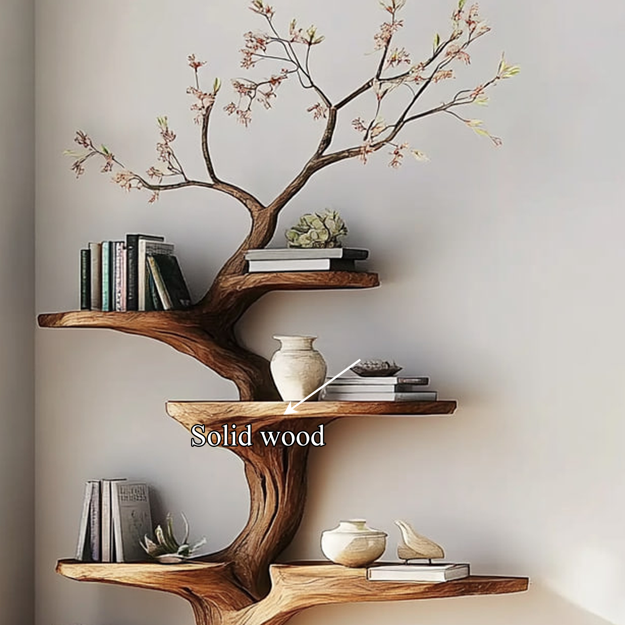 Rustic Statement Tree Shelf Living Room Artistic Display SINLKITB465