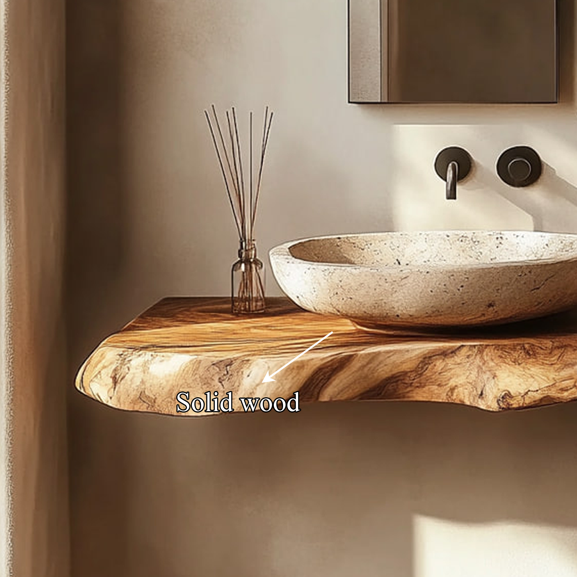 Rustic Bathroom Vanity Shelf Live Edge Wood Bathroom Decor SINLKIBRV212