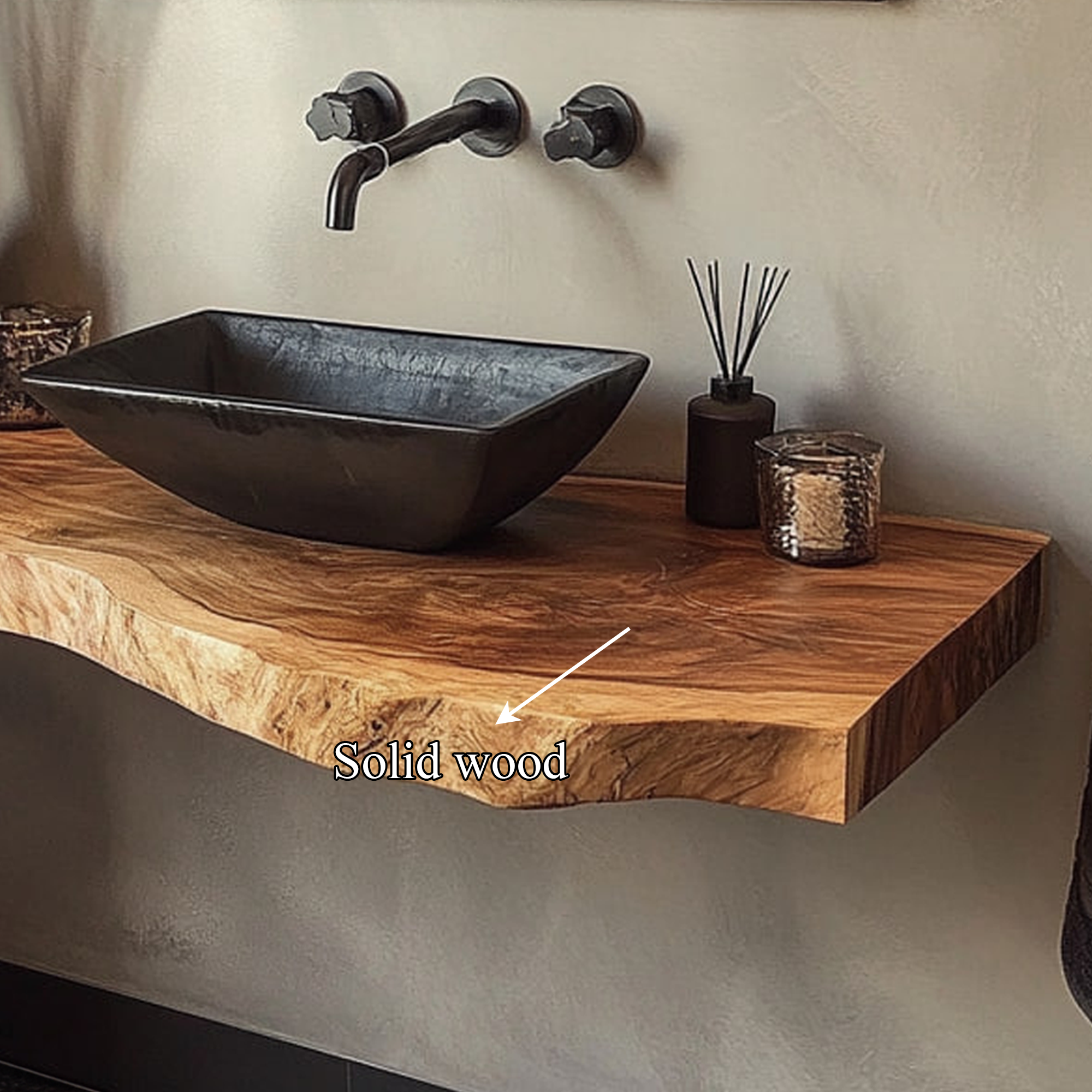 Rustic Bathroom Vanity Shelf Handmade Wood Bathroom Accent SINLKIBRV216
