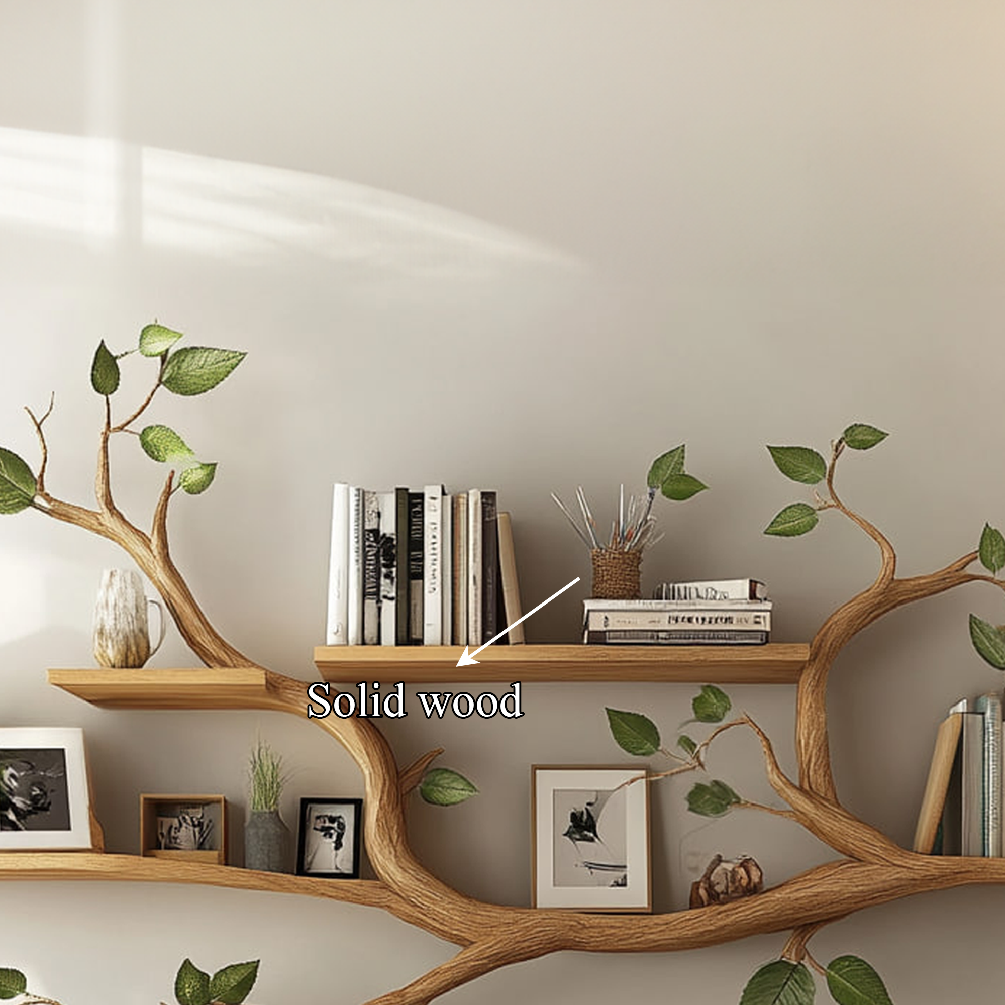 Minimalist Tree Branch Shelf Solid Wood Floating Wall Decor SINLKITBS060