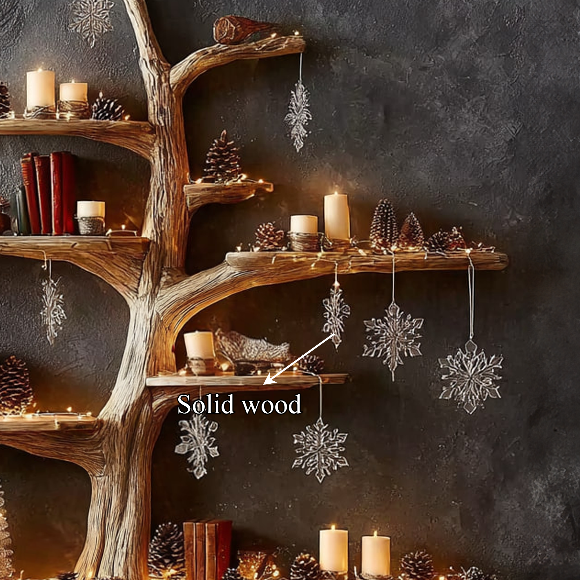 Rustic Tree Bookshelf Winter Living Room SINLKITB276