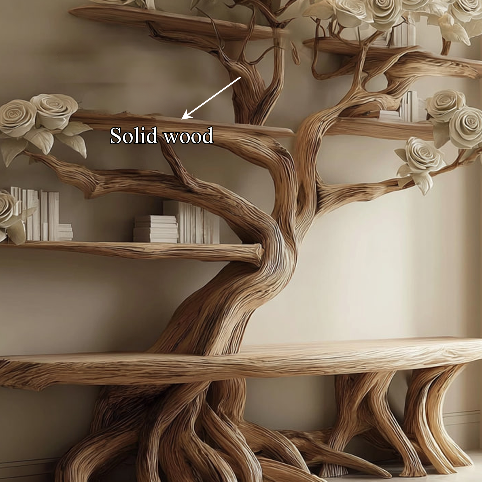 Midcentury Tree Bench Bookshelf Living Room SINLKITB243