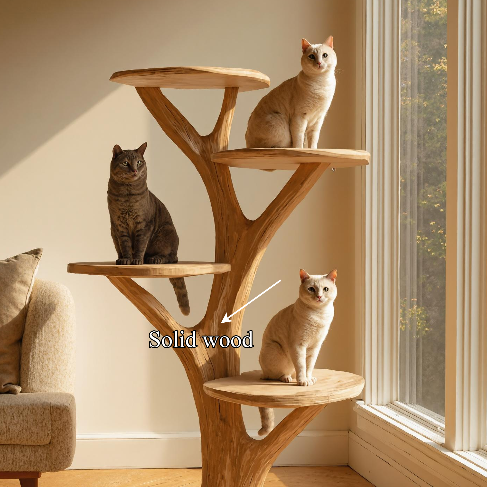 Rustic Cat Play Tree Stand Living Room Artistic Pet Decor SINLKITT048