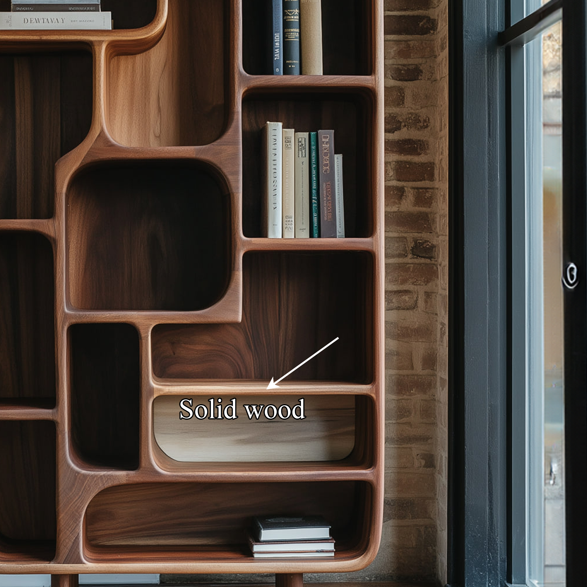 Mid Century Solid Wood Bookcase Organic Modern Style SINLKISC259