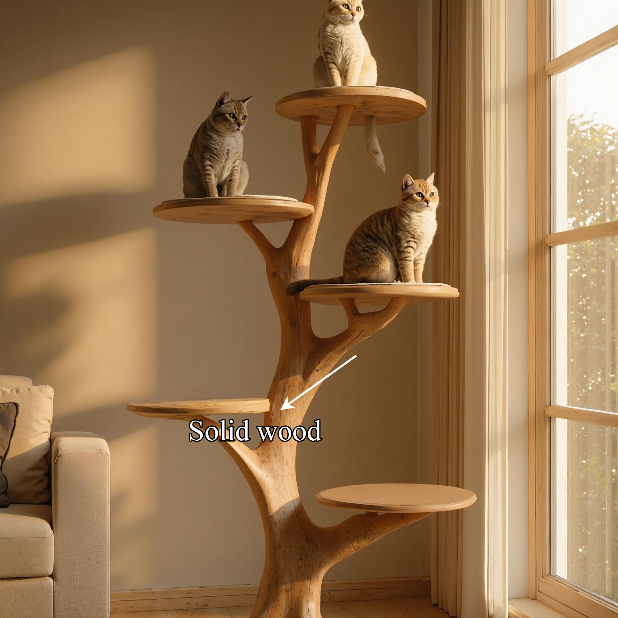 Rustic Cat Tree Stand Living Room Pet Furniture SINLKITT047