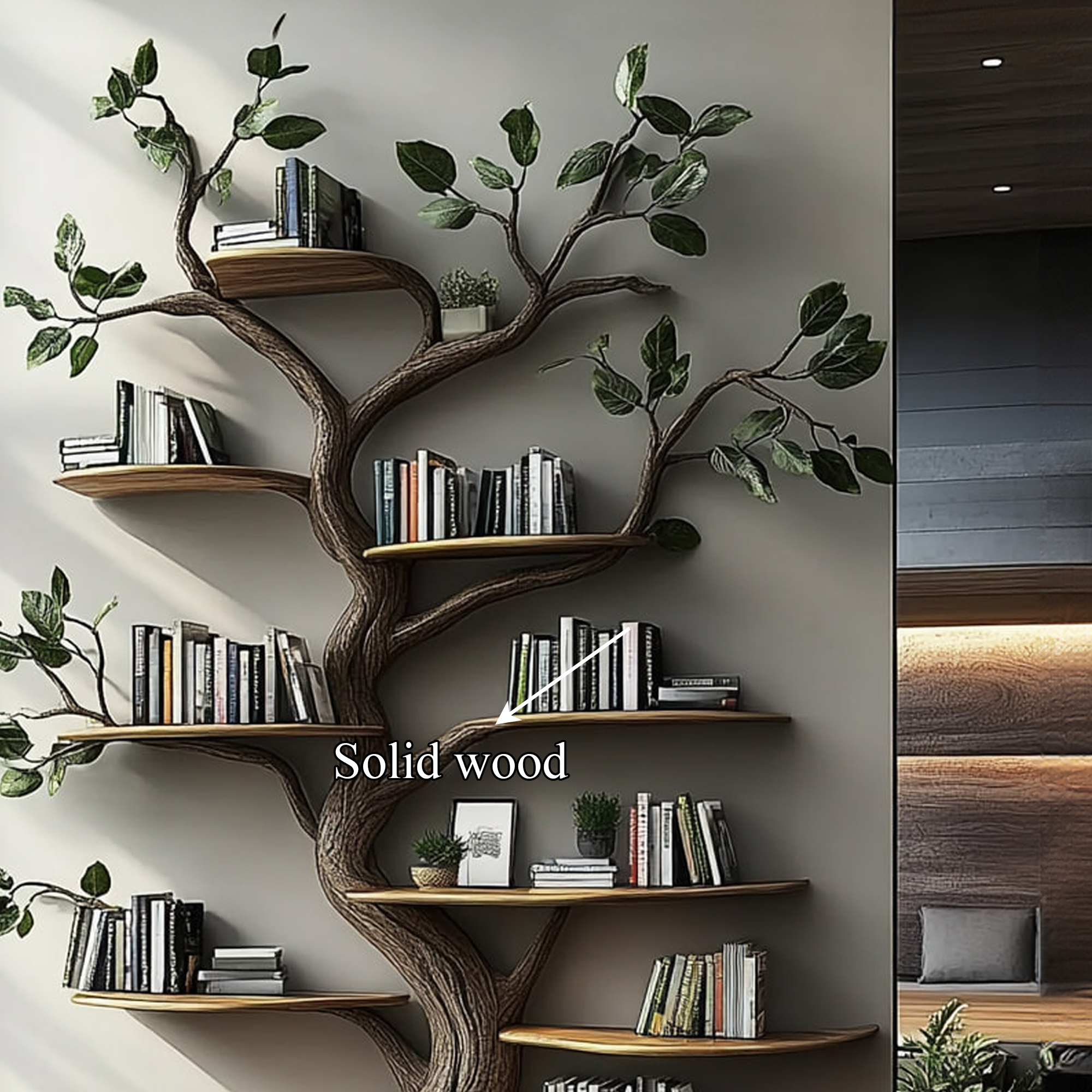 Rustic Tree Inspired Bookshelf Living Room Library Reading Corner SINLKITB481