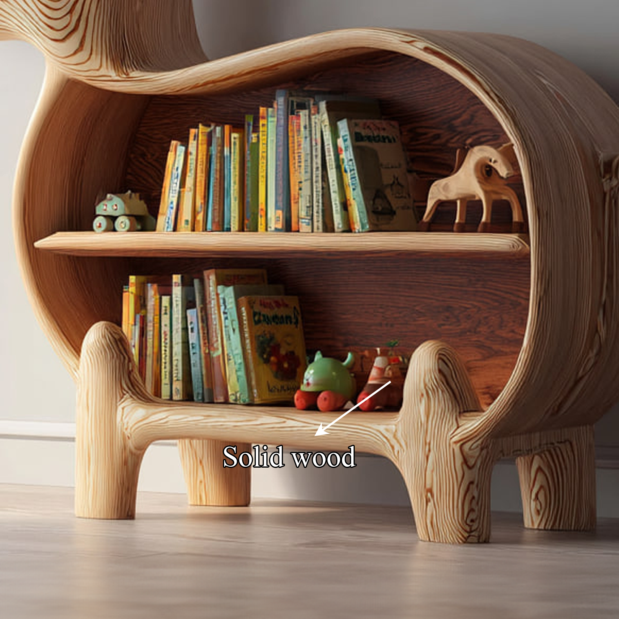 Rustic Wooden Deer Bookshelf Kids Bedroom SINLKISC103