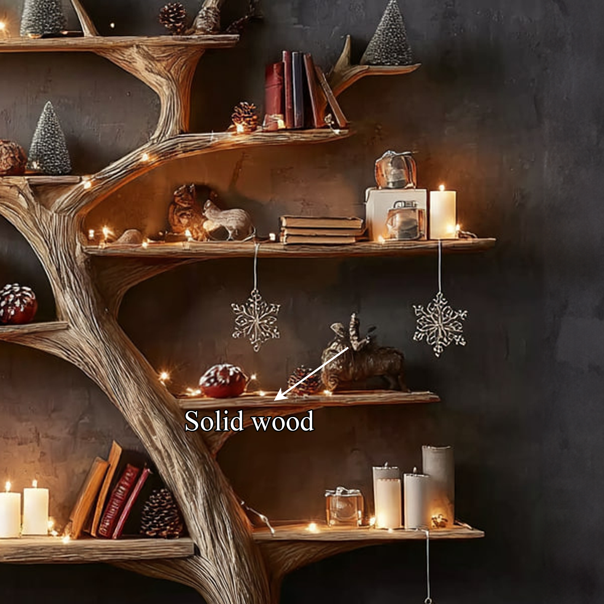 Rustic Tree Bookshelf Holiday Living Room SINLKITB274