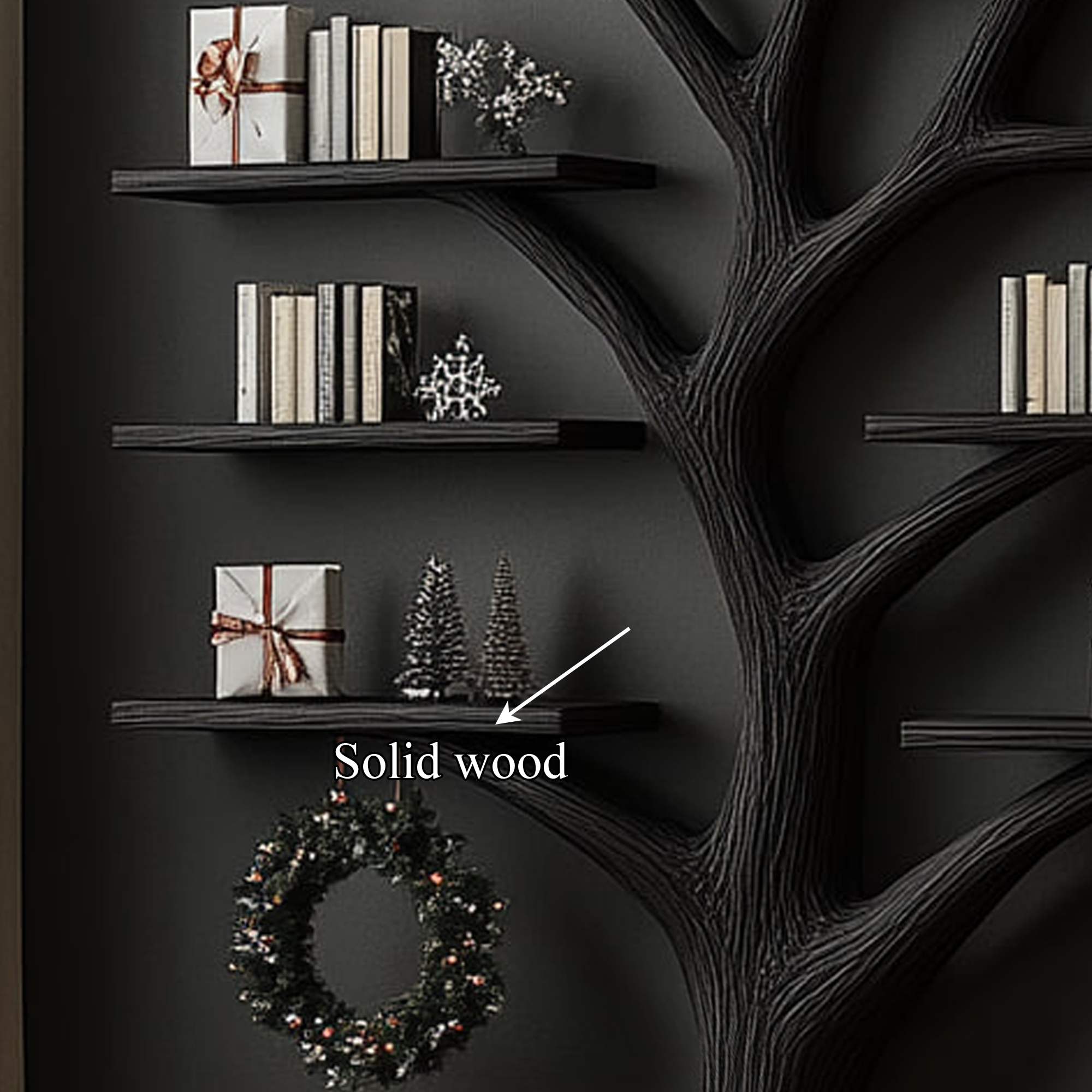 Rustic Tree Bookshelf Living Room Christmas Holiday Wall Decor SINLKITB490