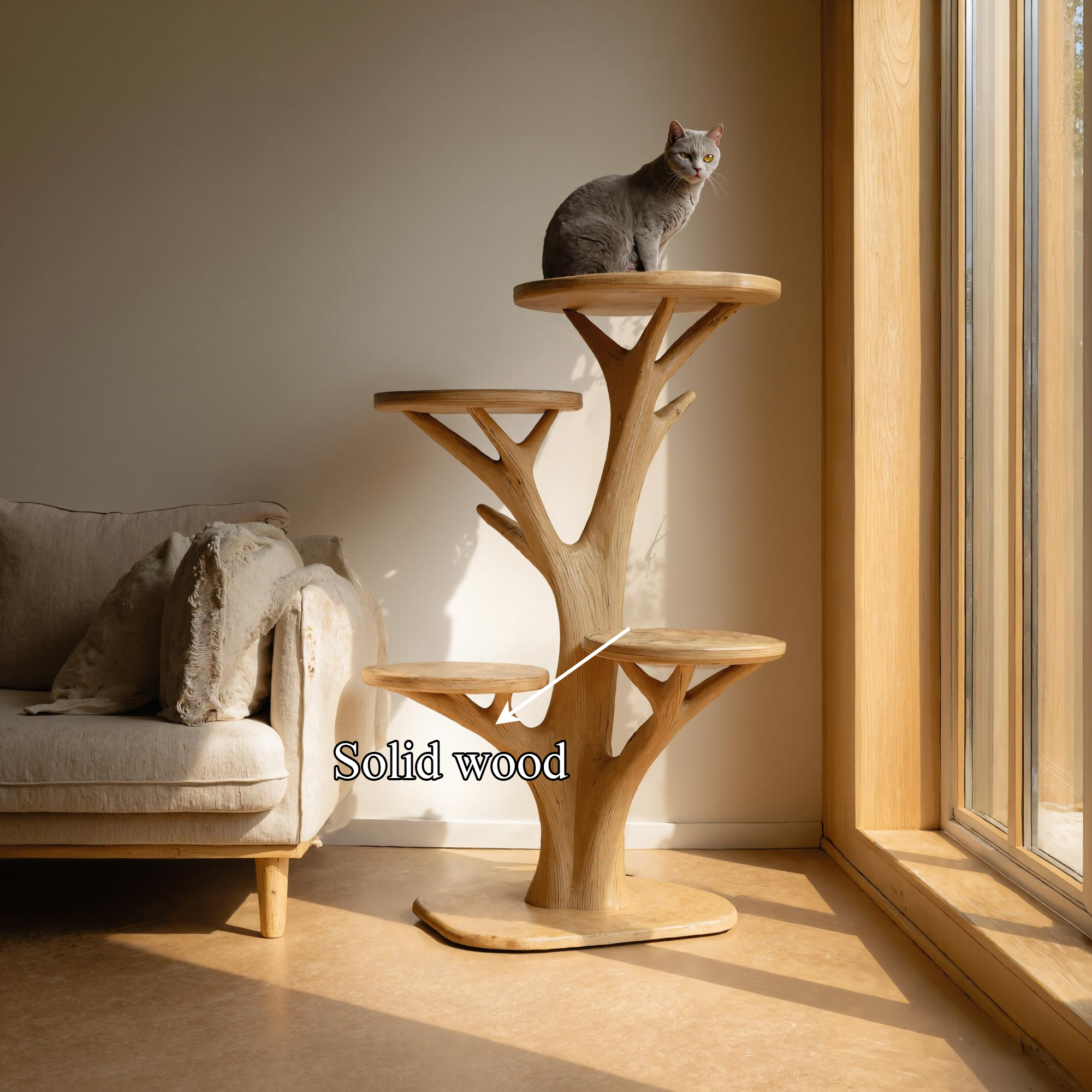 Rustic Cat Play Tree Stand Living Room Decor SINLKITT052