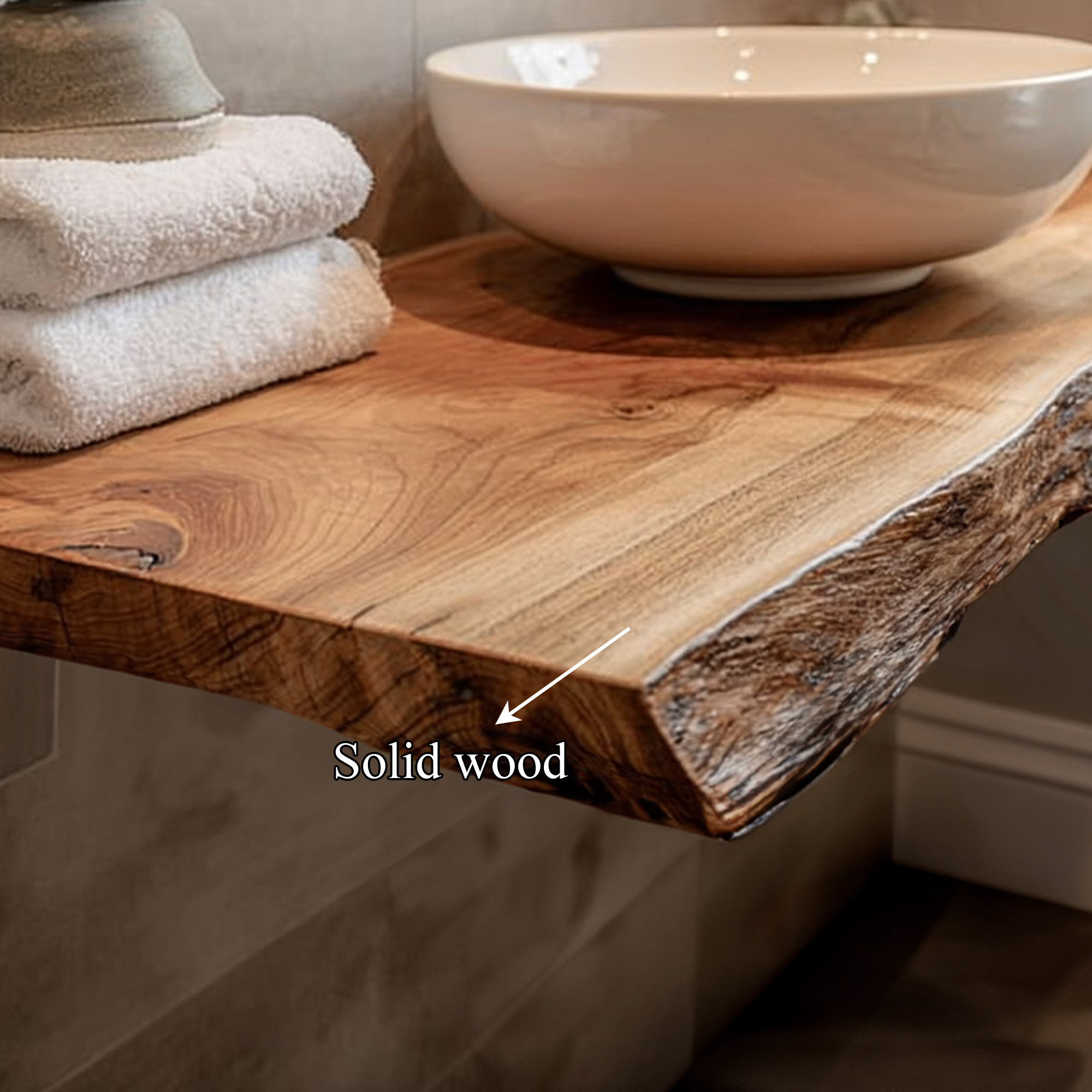 Midcentury Floating Shelf Natural Edge Washroom SINLKIBRV168