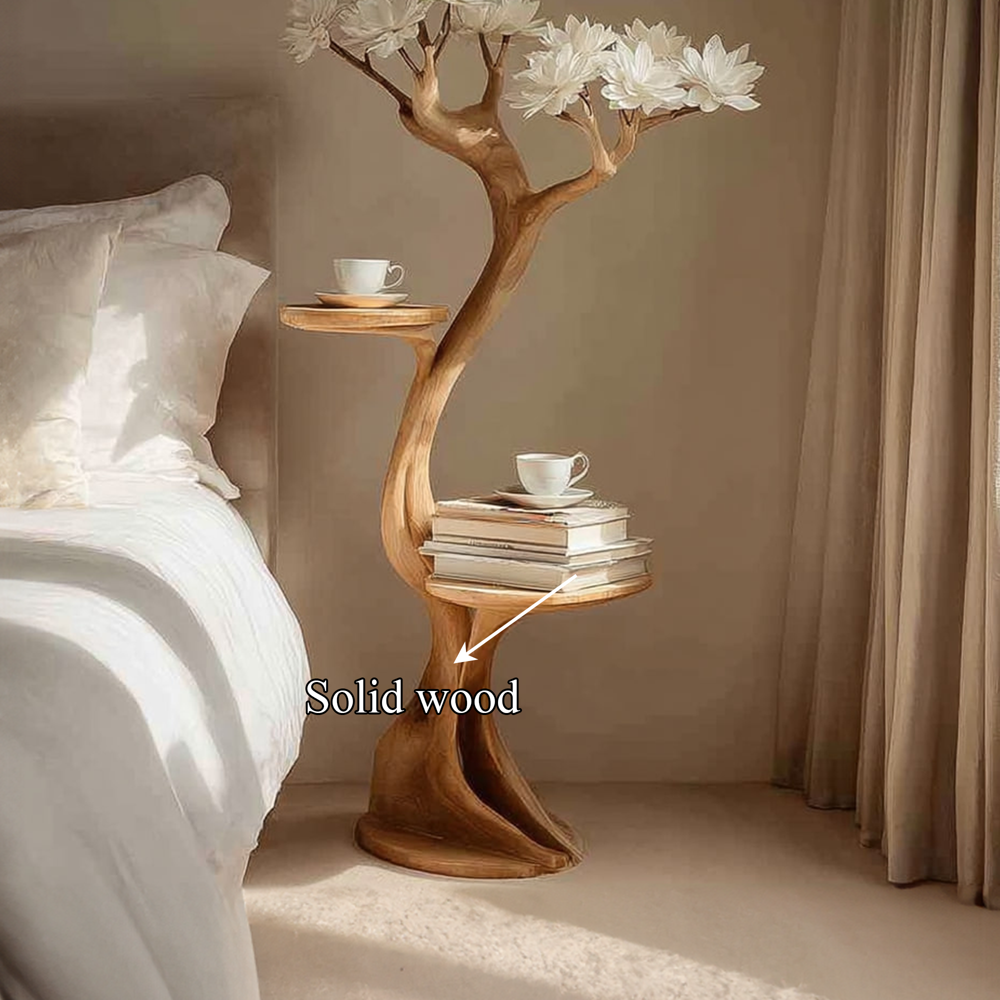Rustic Tree Shaped Bedside Table Bedroom SINLKIBT056