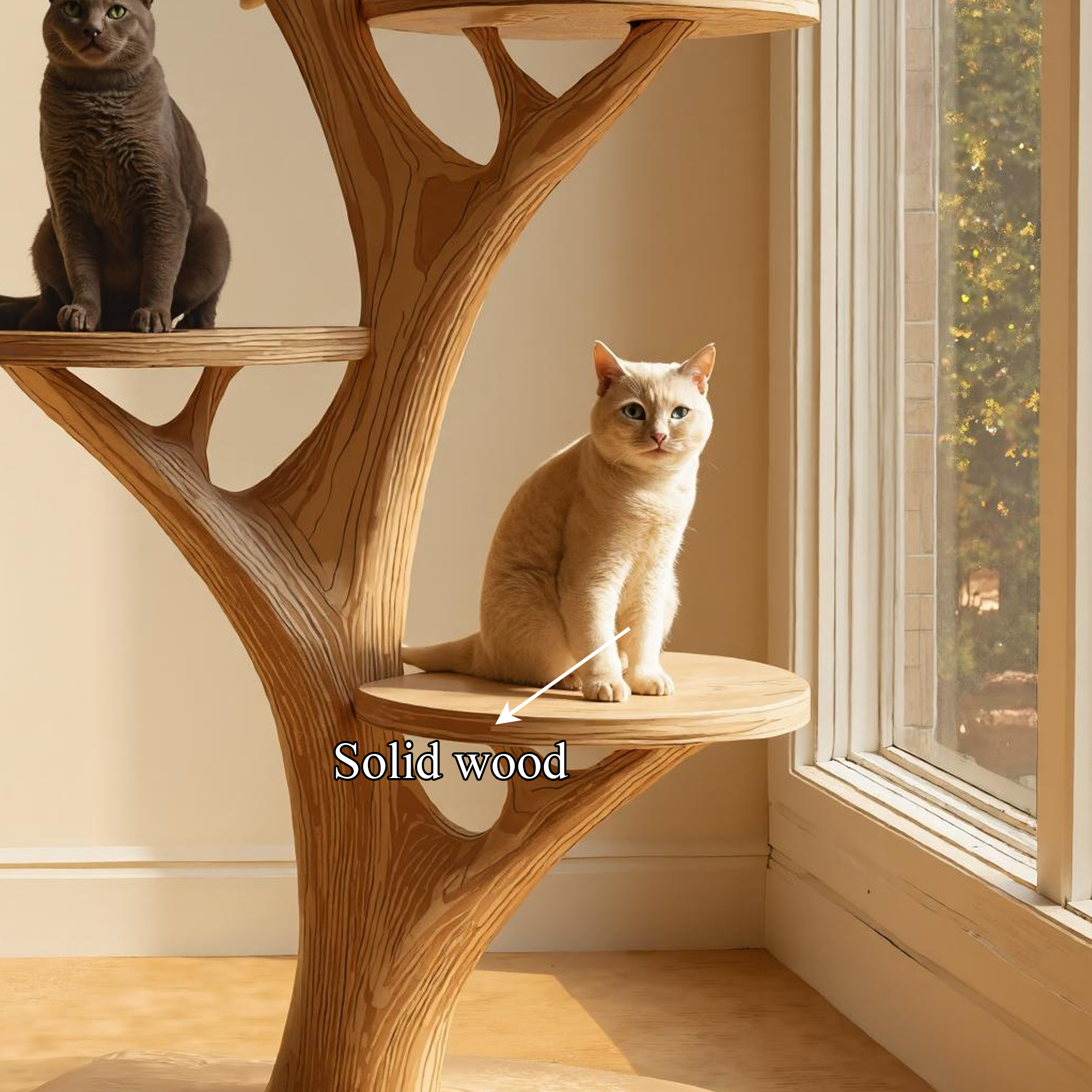 Rustic Wooden Cat Tree Stand Living Room Play SINLKITT051