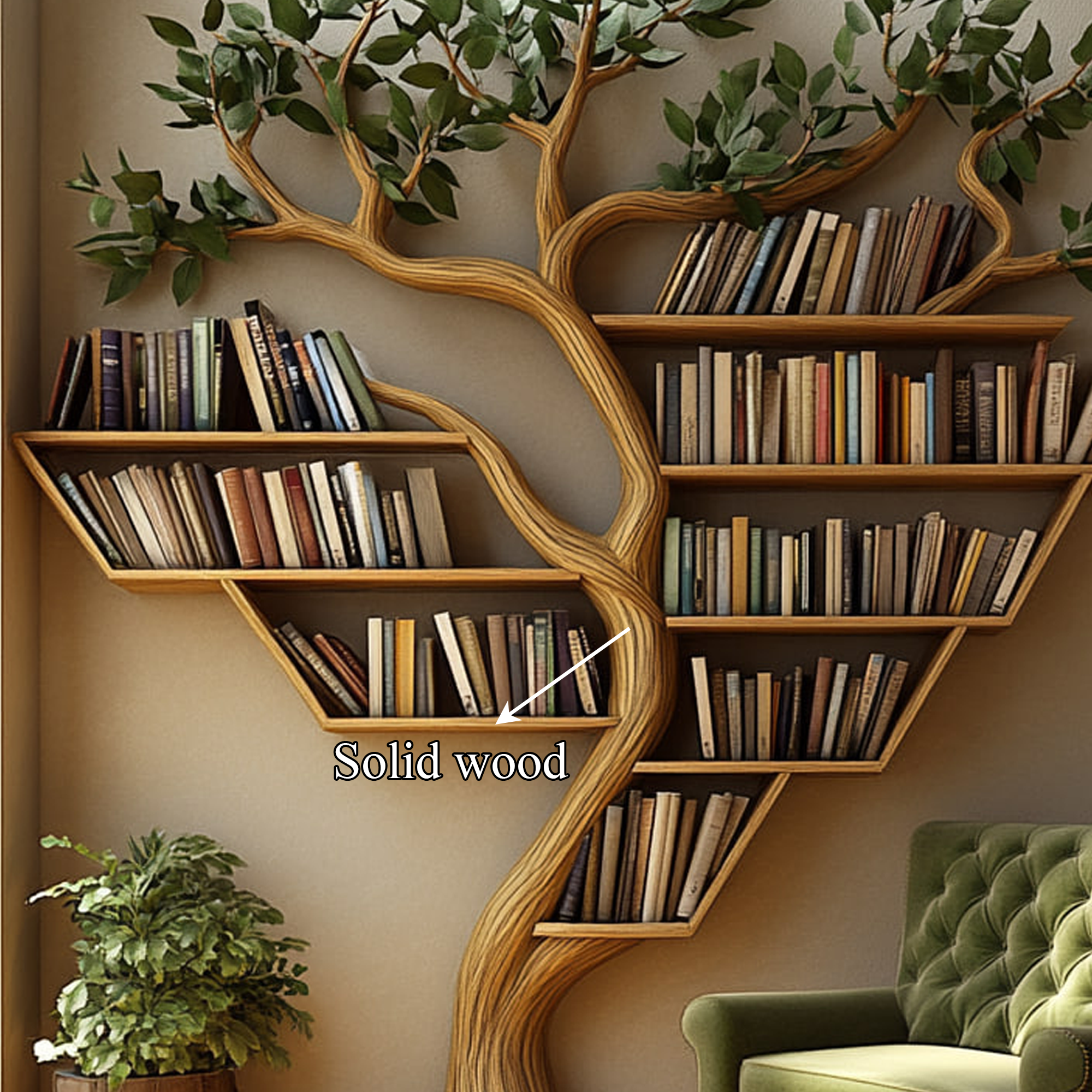 Rustic Tree Inspired Bookshelf Living Room Artistic SINLKITB483