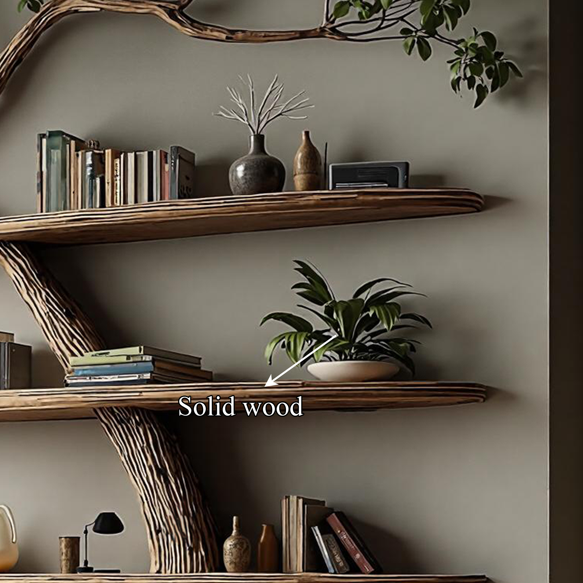 Rustic Tree Bookshelf Tall Living Room SINLKITB282