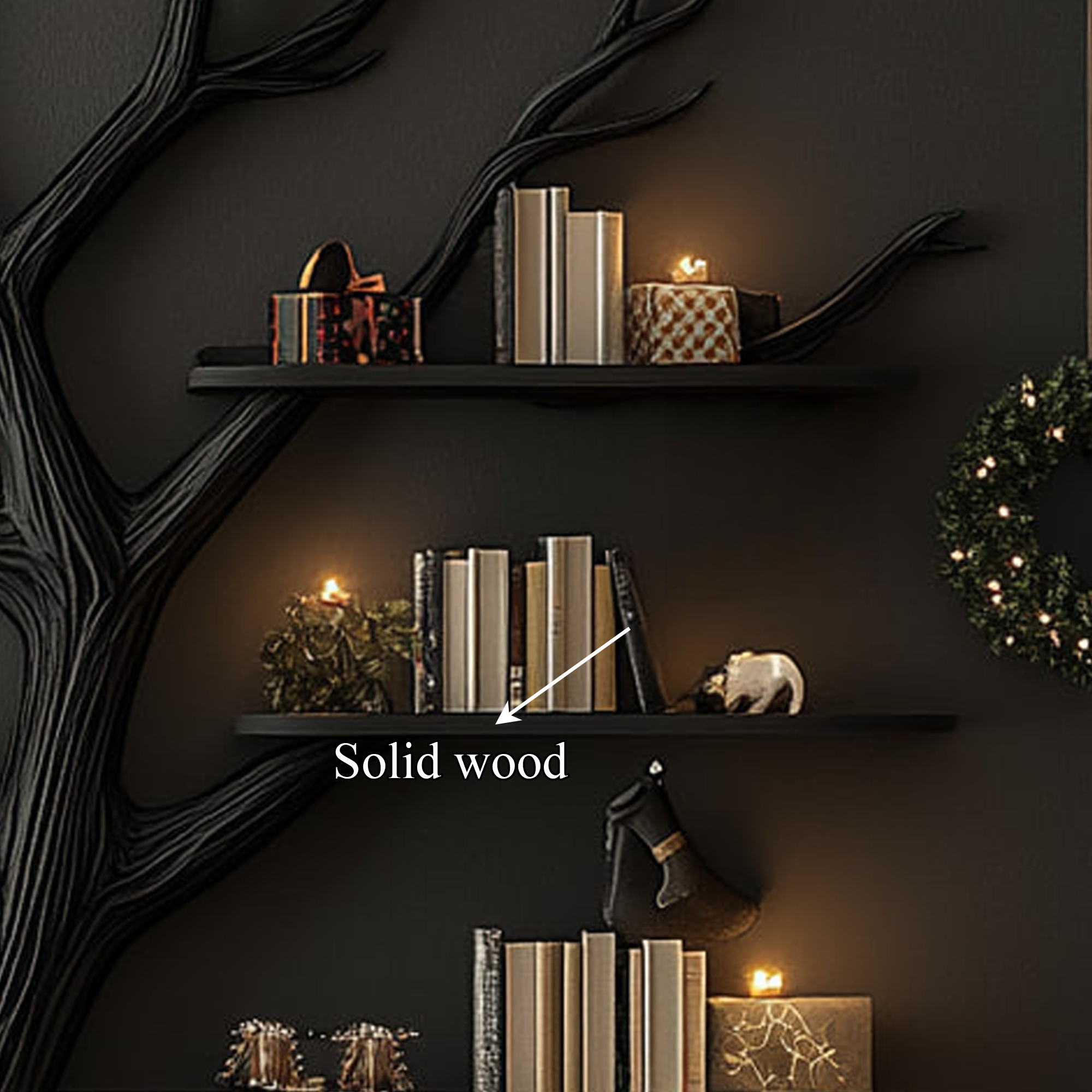 Rustic Tree Wall Bookshelf Living Room Christmas Halloween Modern Style SINLKITB489