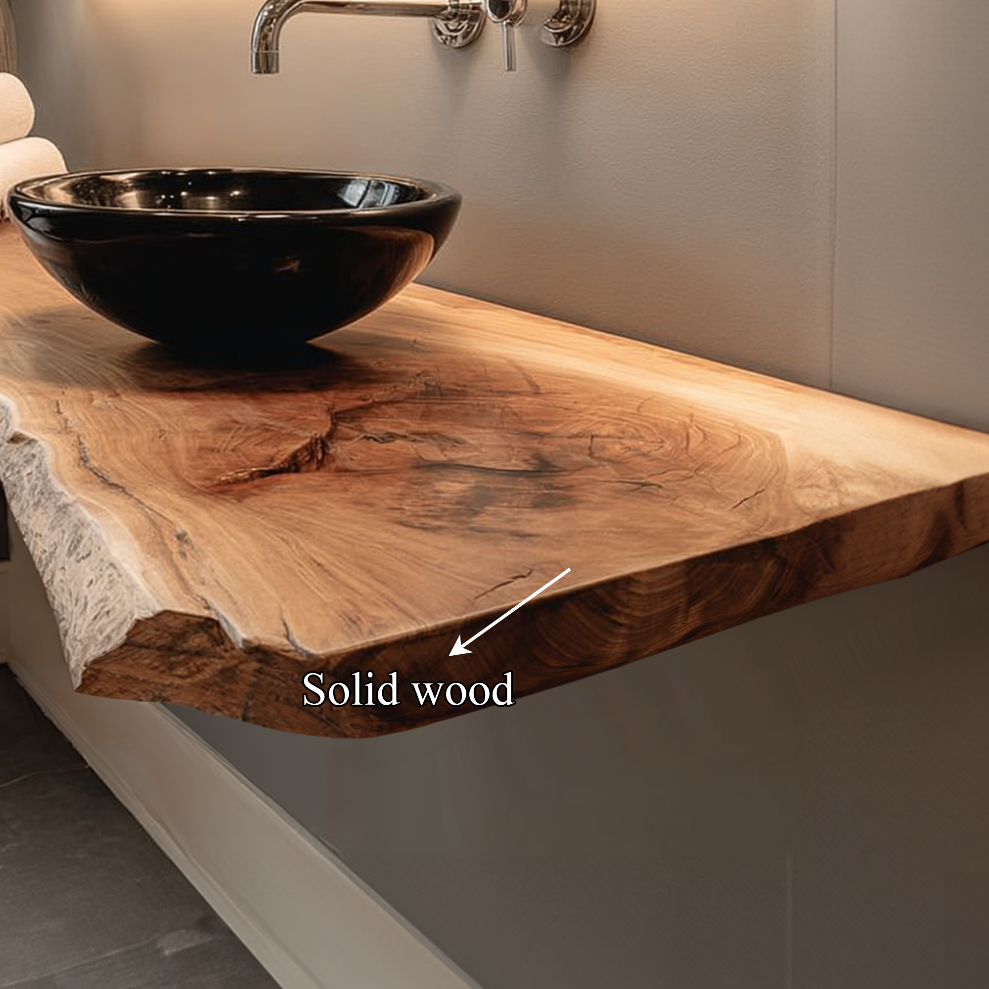 Rustic Shelf Natural Edge Vanity Bedroom SINLKIBRV170