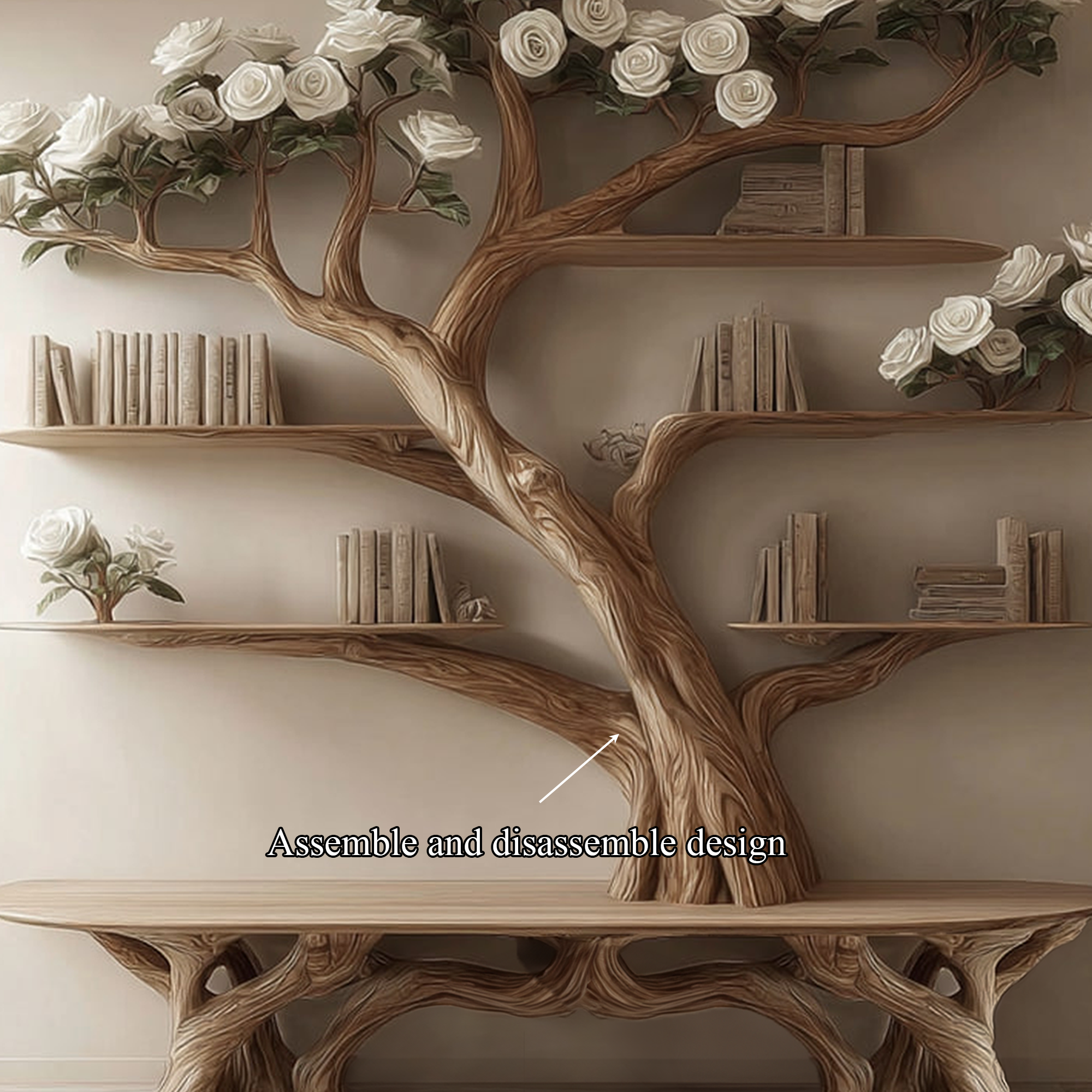 Rustic Tree Bookshelf Bench Living Room SINLKITB239
