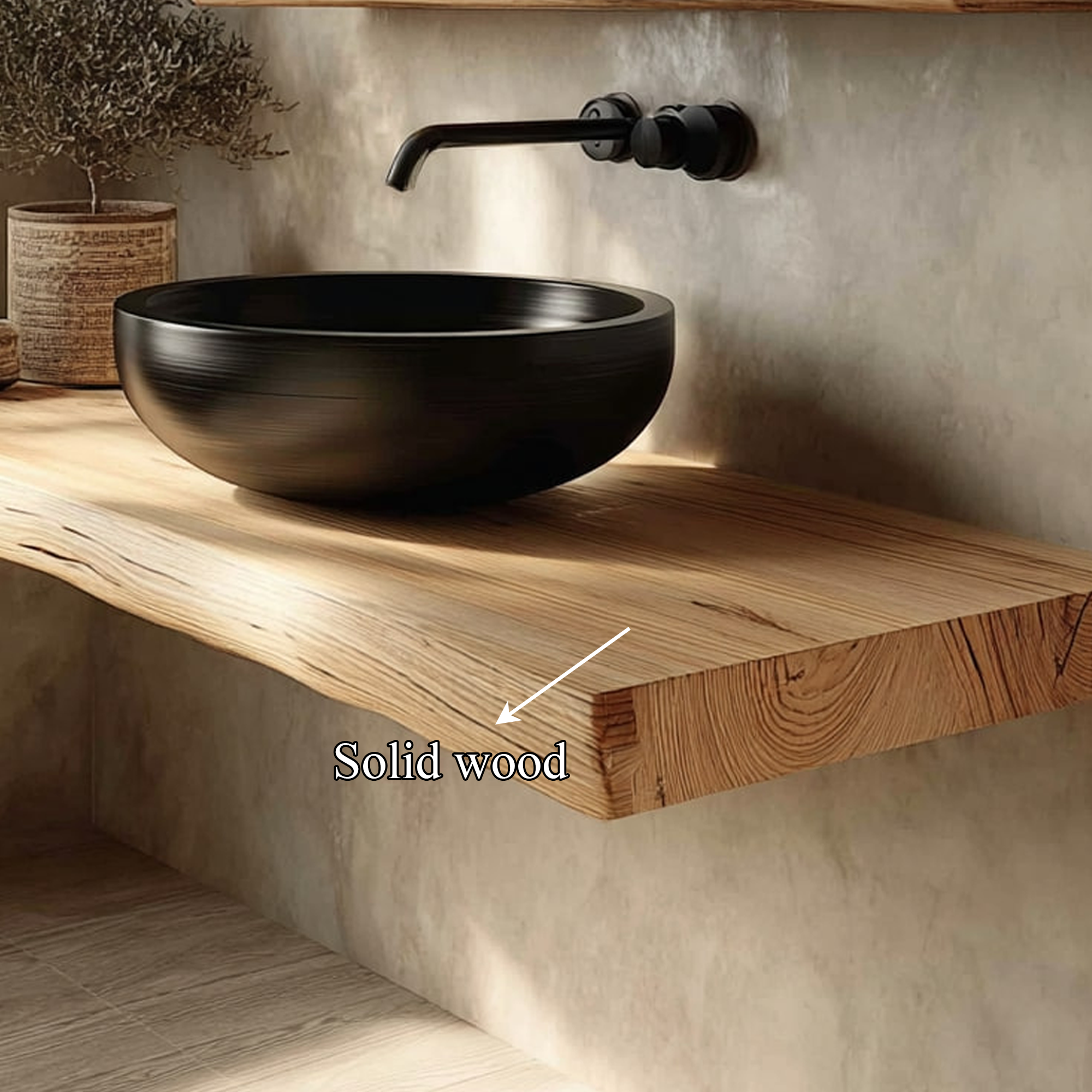 Midcentury Floating Shelf Natural Edge Vanity Wash Room SINLKIBRV162