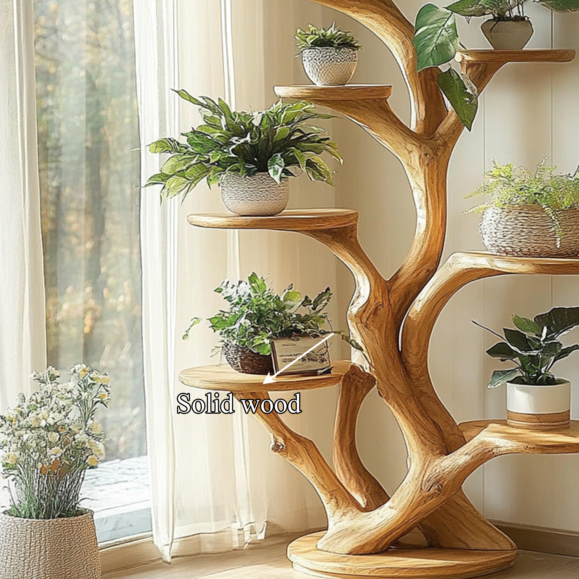 Rustic Organic Tree Stand Botanical Room Accent SINLKITT076