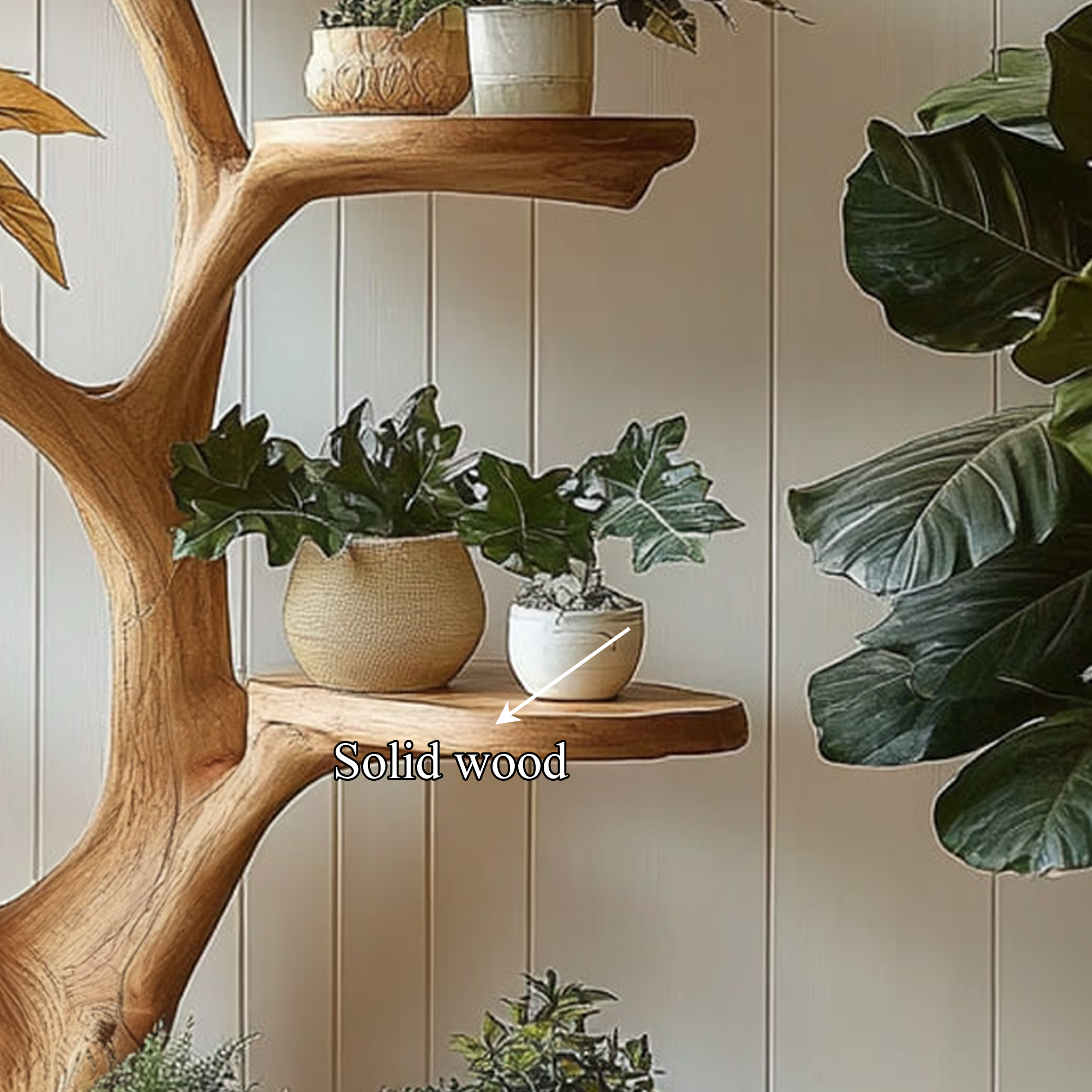 Rustic Tree Plant Shelf Indoor Green Display Living Room SINLKITT074