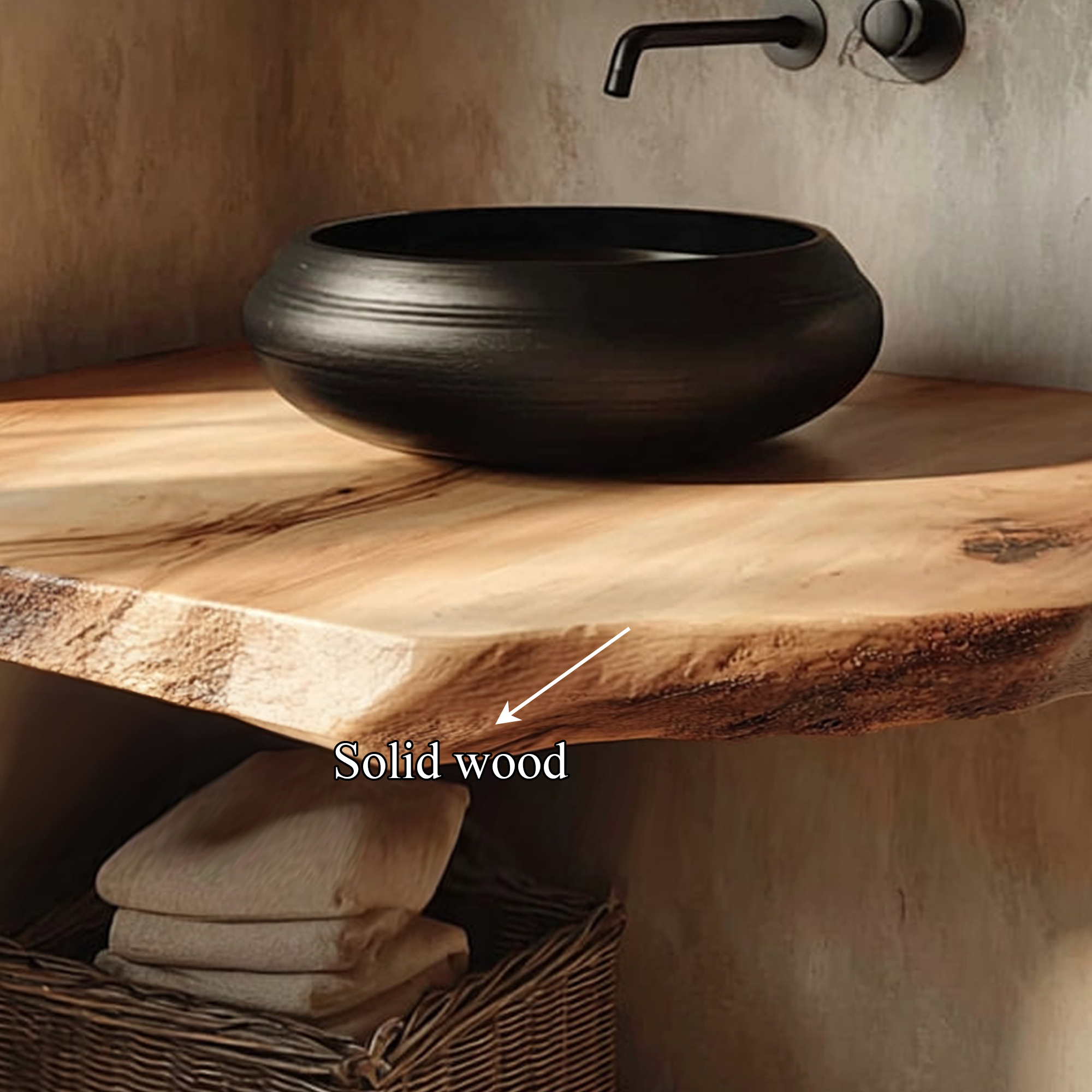 Midcentury Floating Shelf Natural Edge Vanity Powder Room SINLKIBRV163