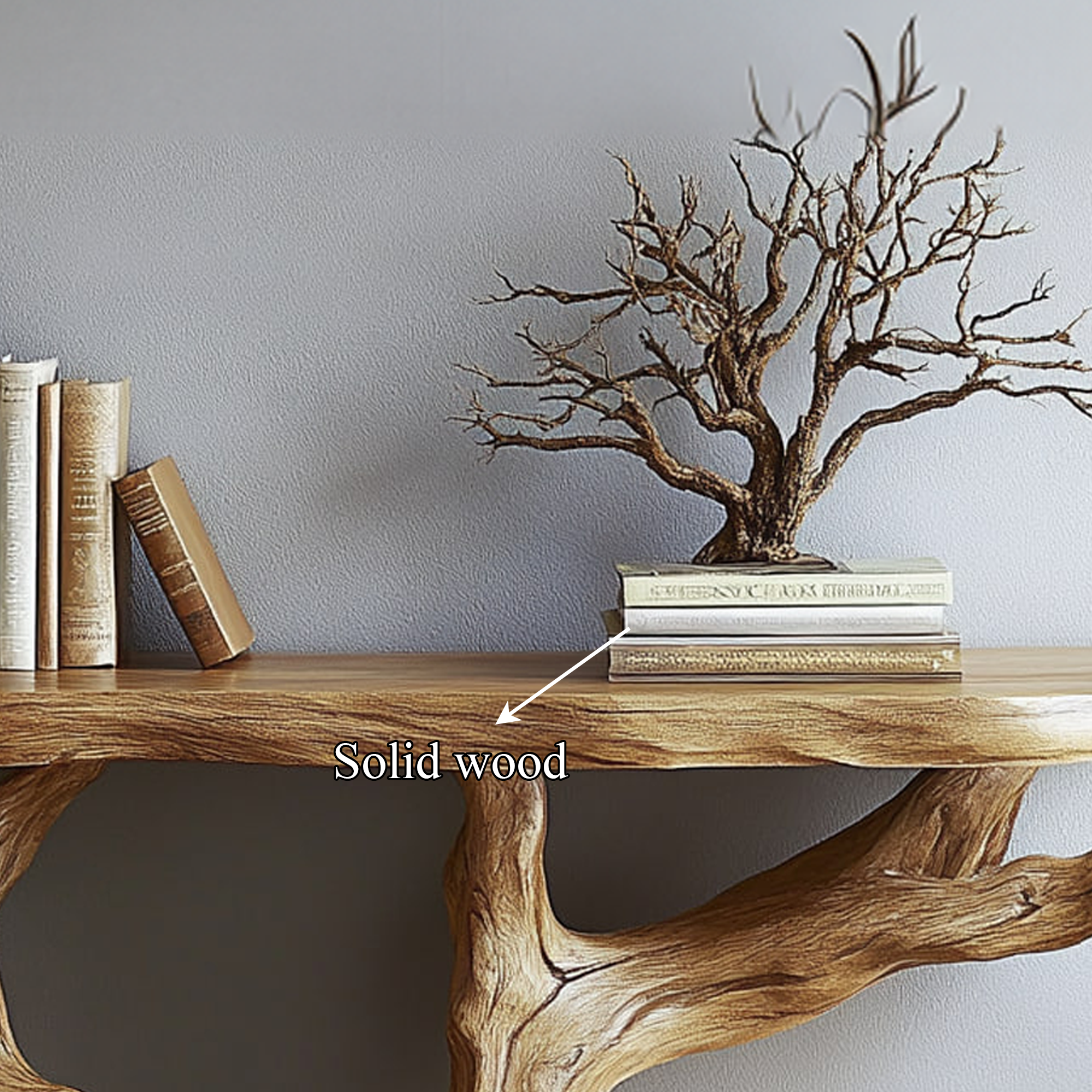 Live Edge Solid Wood Console Table Handmade Organic Tree Design For Living Room Decor SINLKICS334