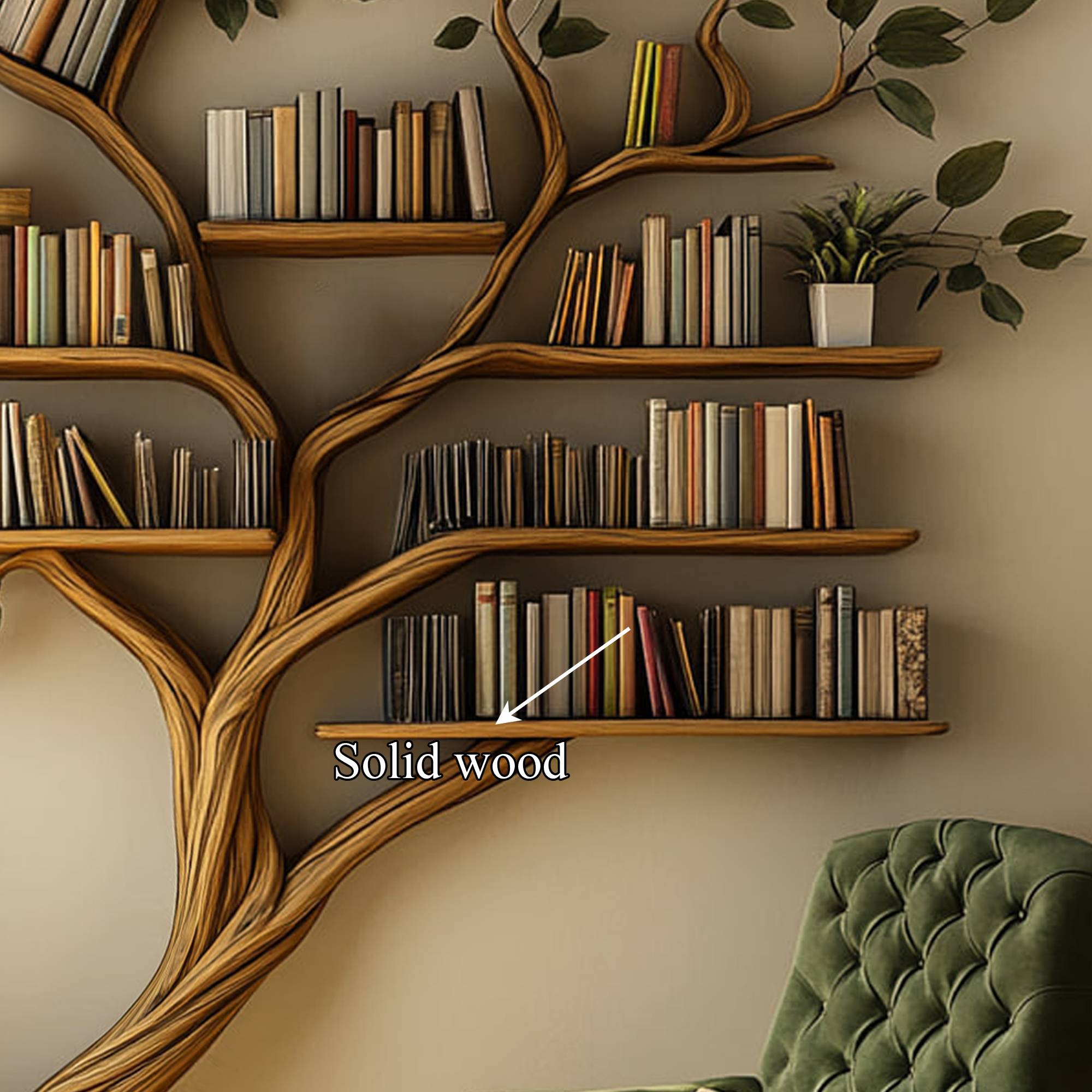 Rustic Tree Wall Shelf Living Room Artistic Display SINLKITB482