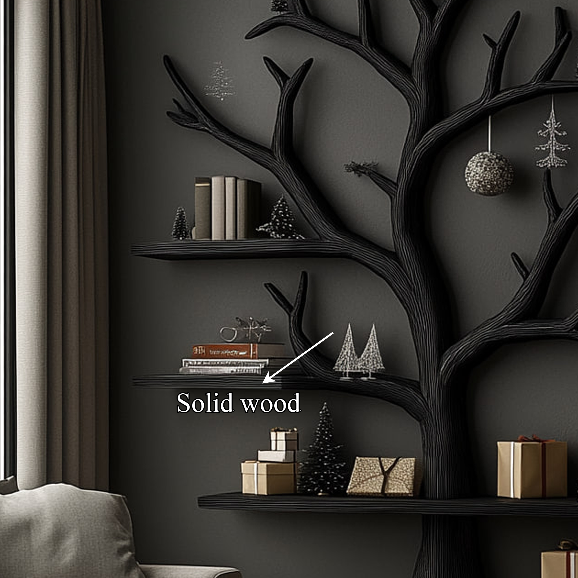 Rustic Tree Bookshelf Living Room Holiday Christmas Decor SINLKITB485