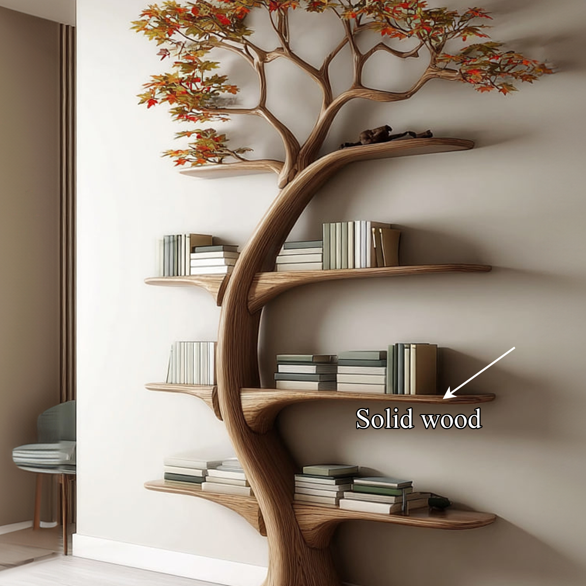 Midcentury Tree Bookshelf Bedroom Home Office SINLKITB247
