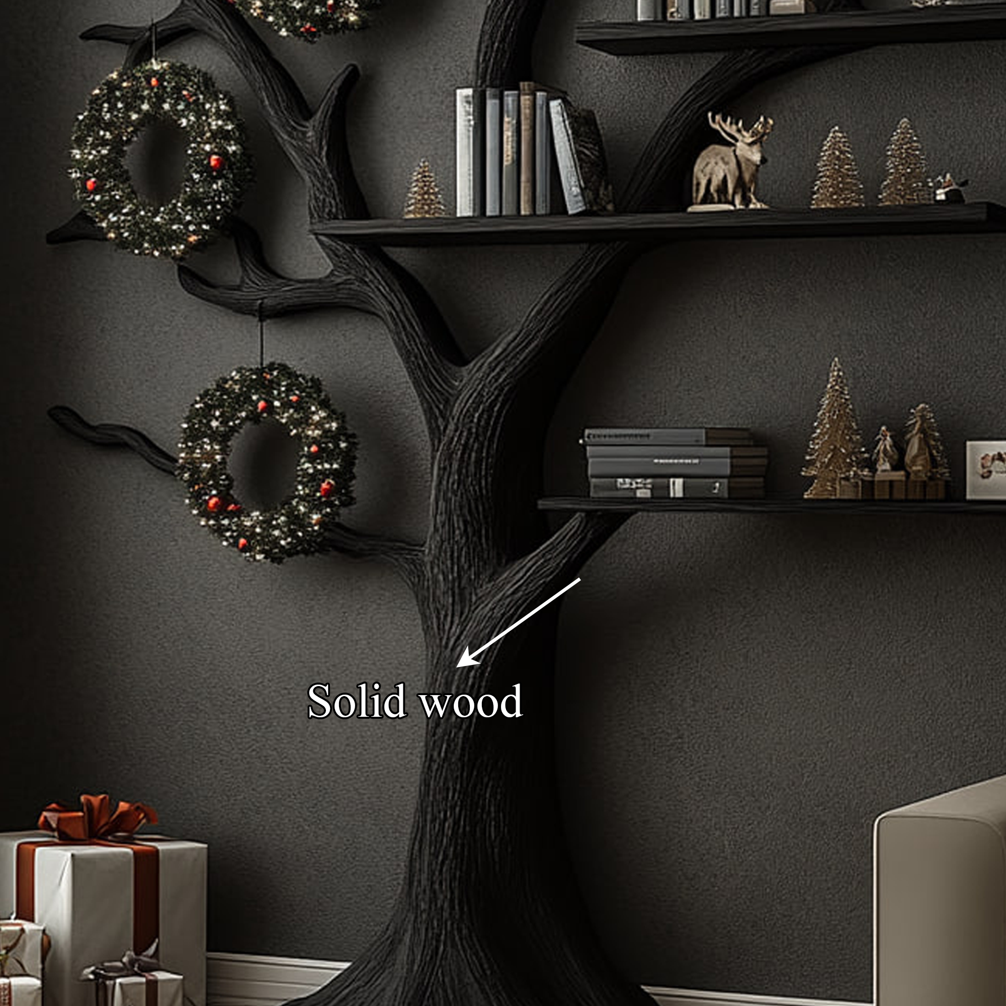 Rustic Tree Shaped Shelf Study Room Christmas Decor SINLKITB486