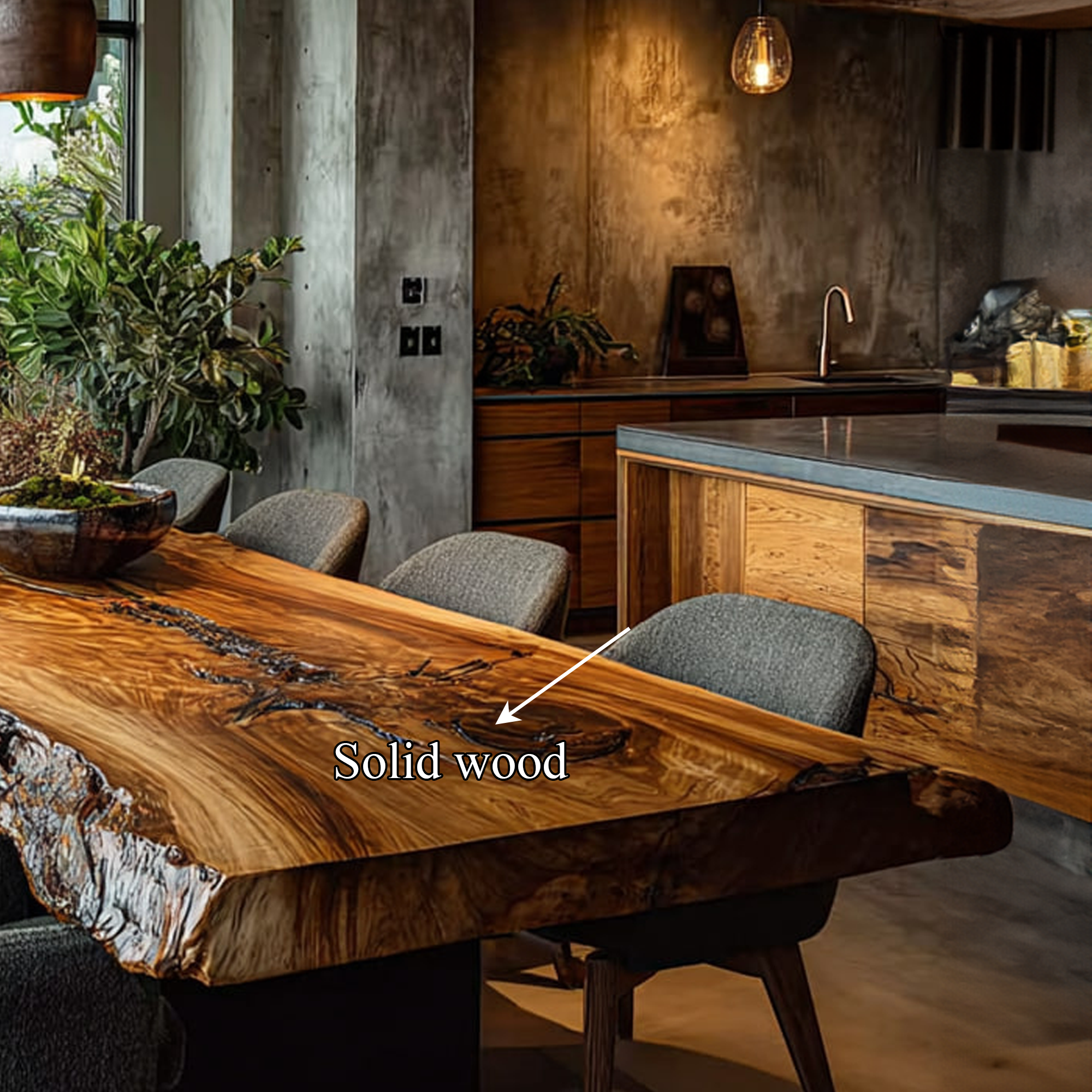 Rustic Live Edge Long Dining Table Living Space SINLKIDT082
