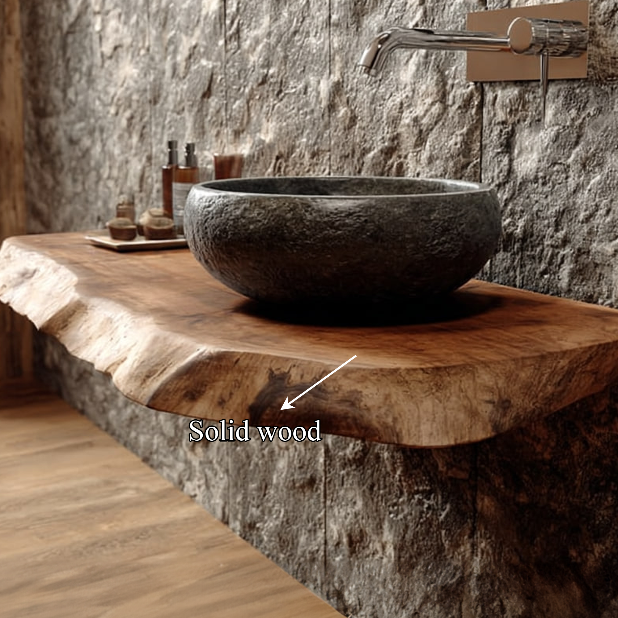 Rustic Shelf Natural Edge Vanity Powder Room SINLKIBRV172