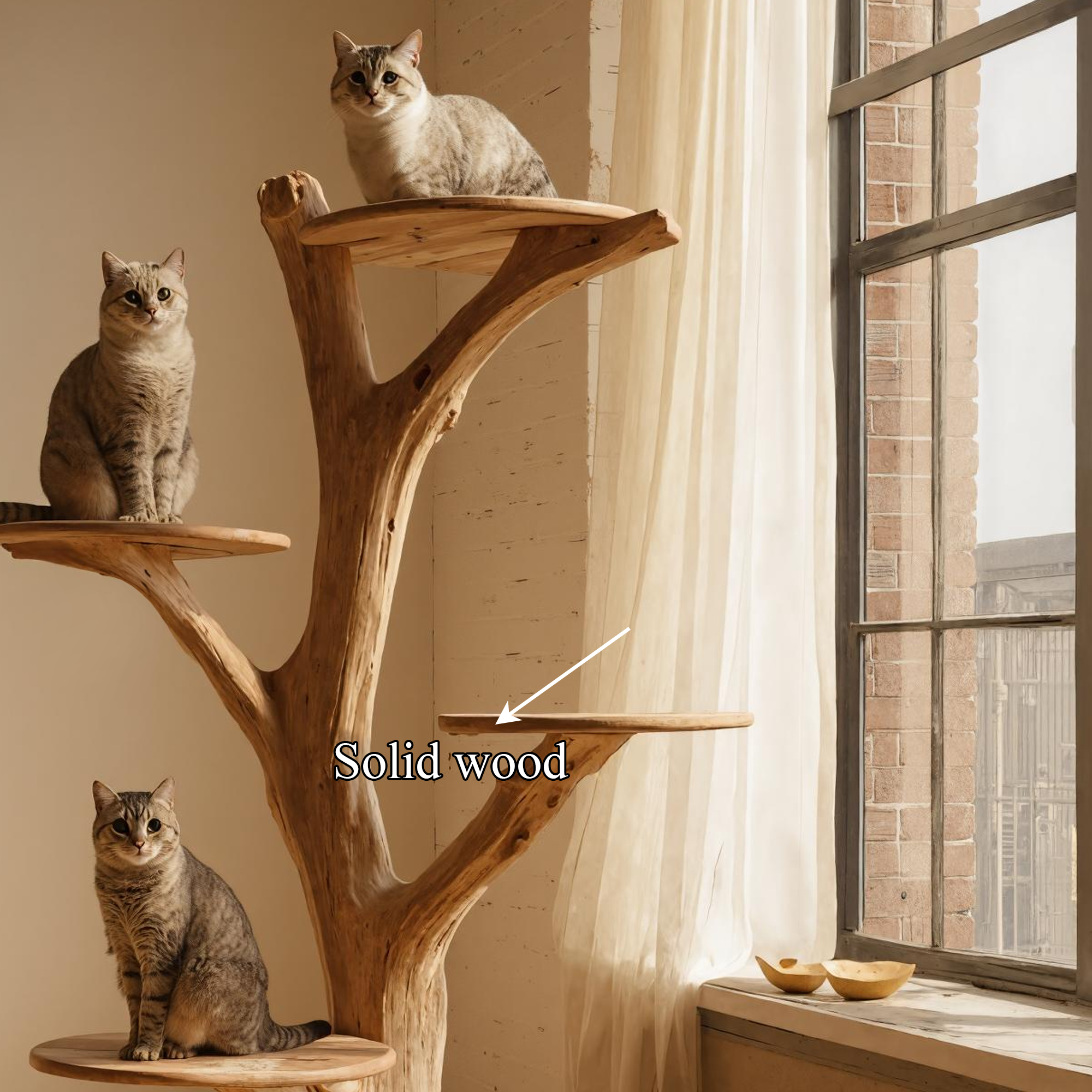 Rustic Cat Tree Bookshelf Style Pet Stand Living Room SINLKITT049