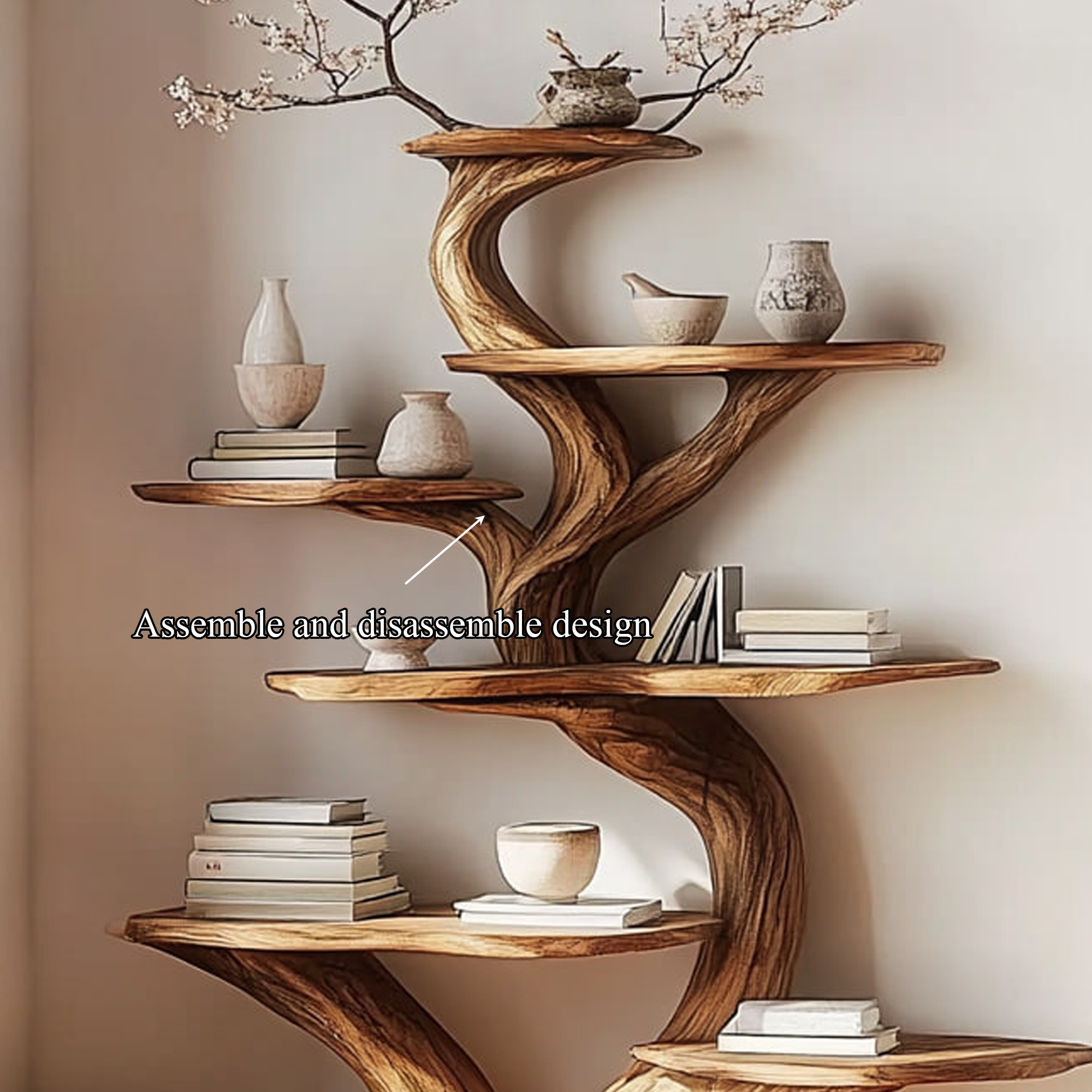 Rustic Unique Tree Bookshelf Living Room Home Decor SINLKITB478