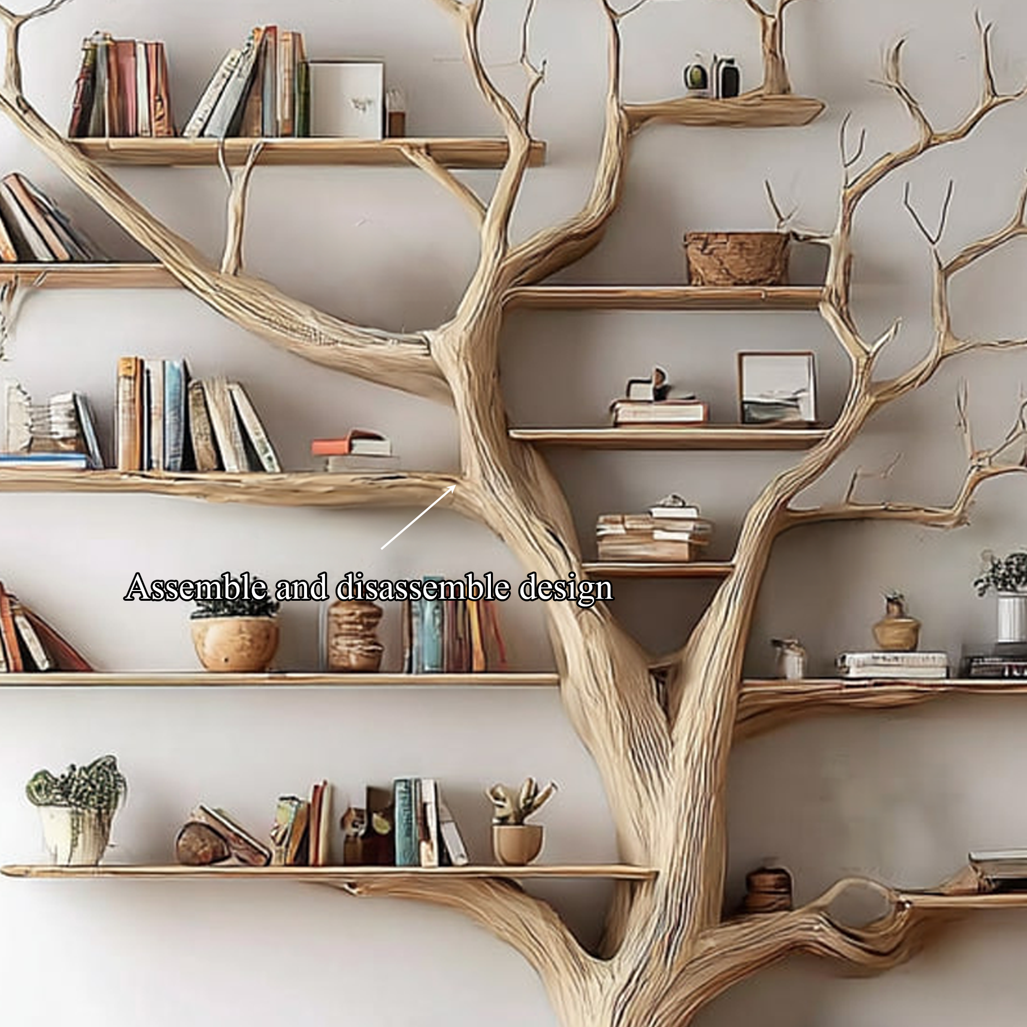 Rustic Tree Wall Bookshelf Living Guest Room SINLKITB290