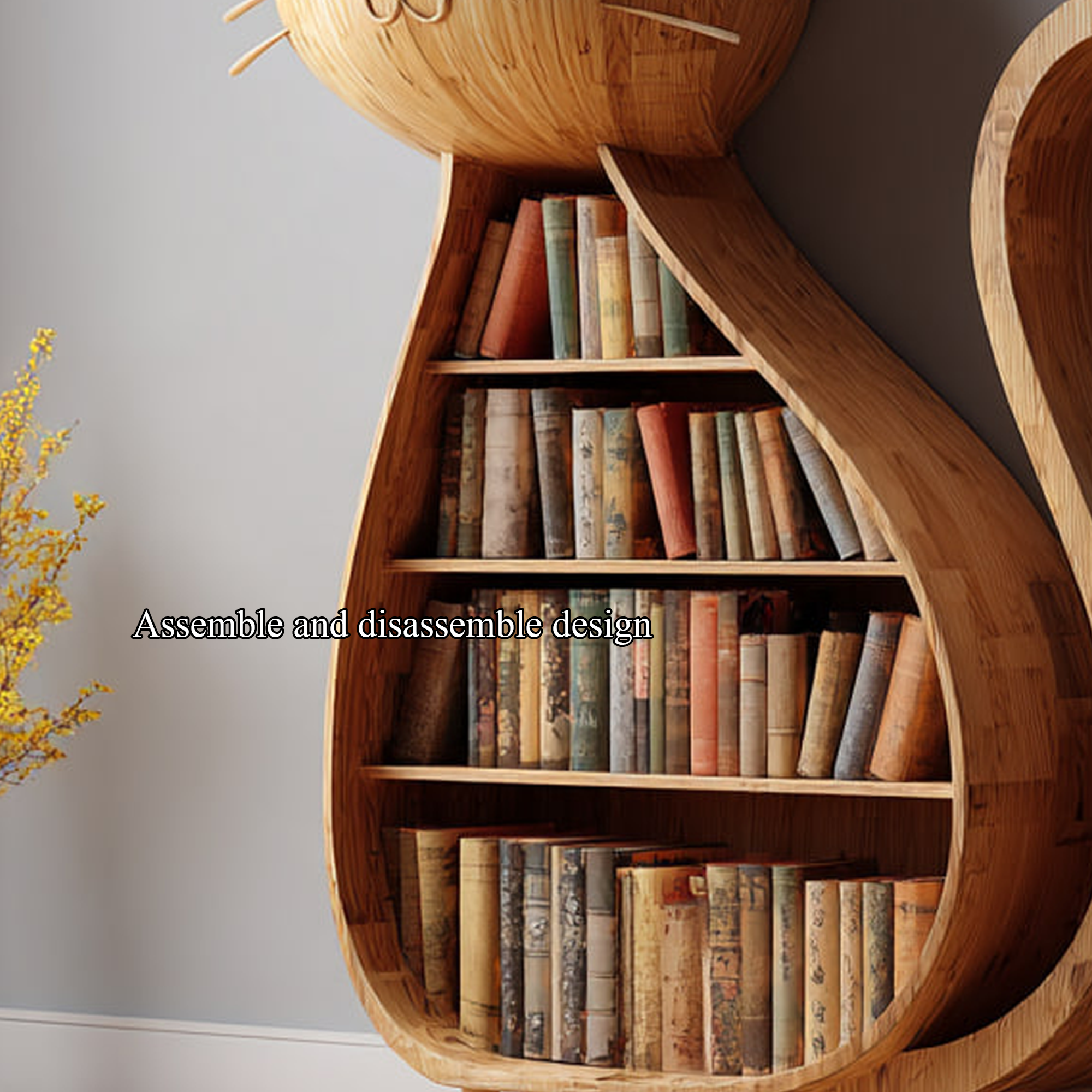 Rustic Cat Bookshelf Kids Room Storage Display SINLKISC157