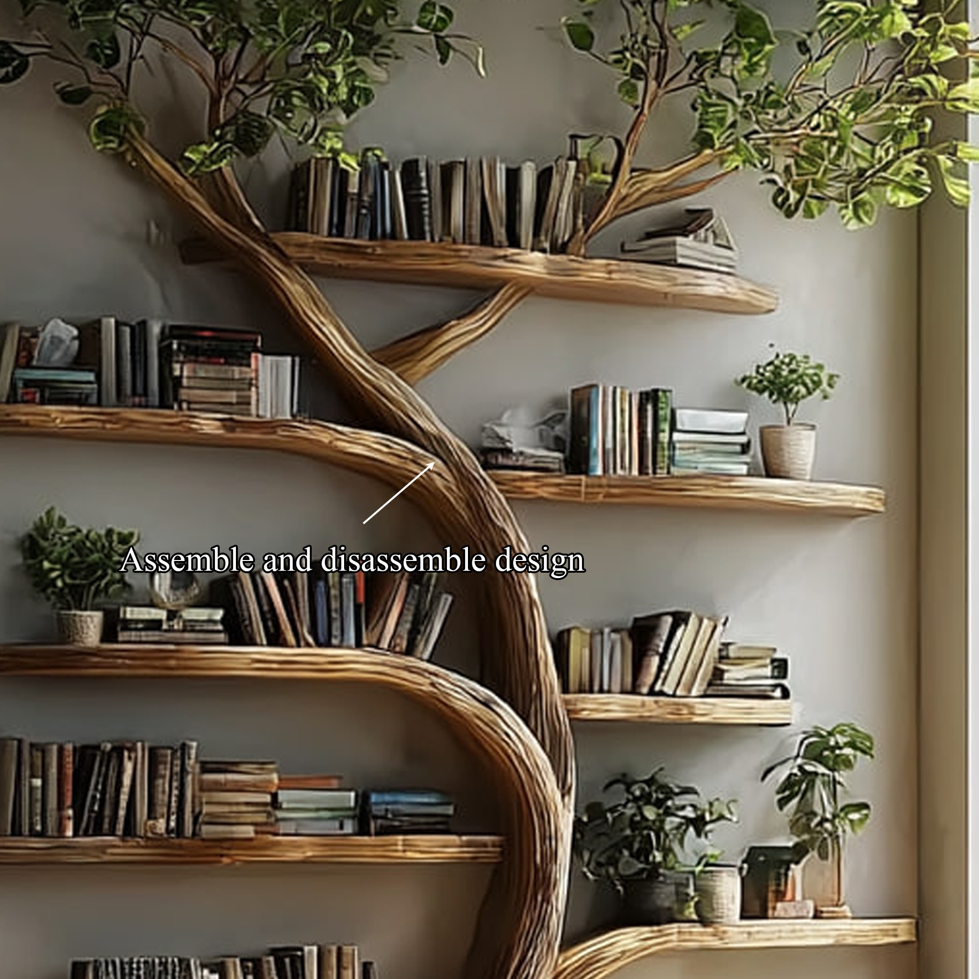 Rustic Tree Bookcase Living Guest Room SINLKITB293