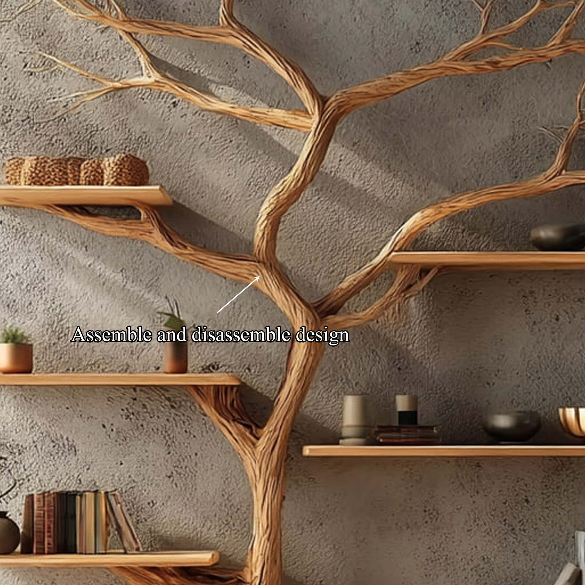 Rustic Tree Bookshelf Bedroom Study SINLKITB298