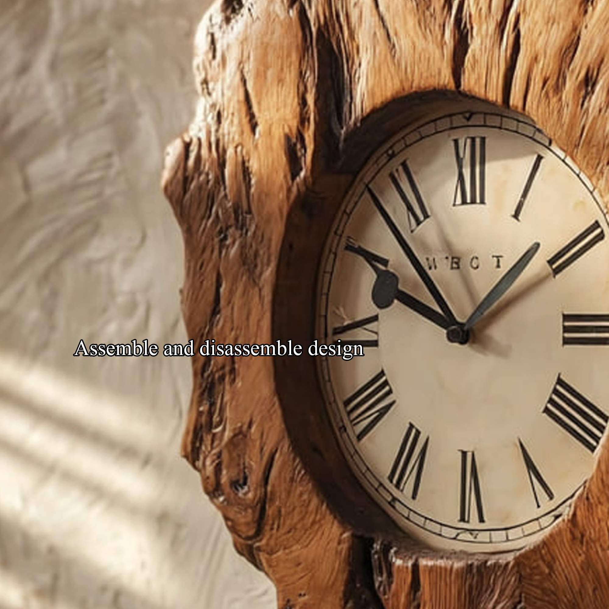 Rustic Organic Wood Wall Clock Home Interior Or Hallway SINLKICK017