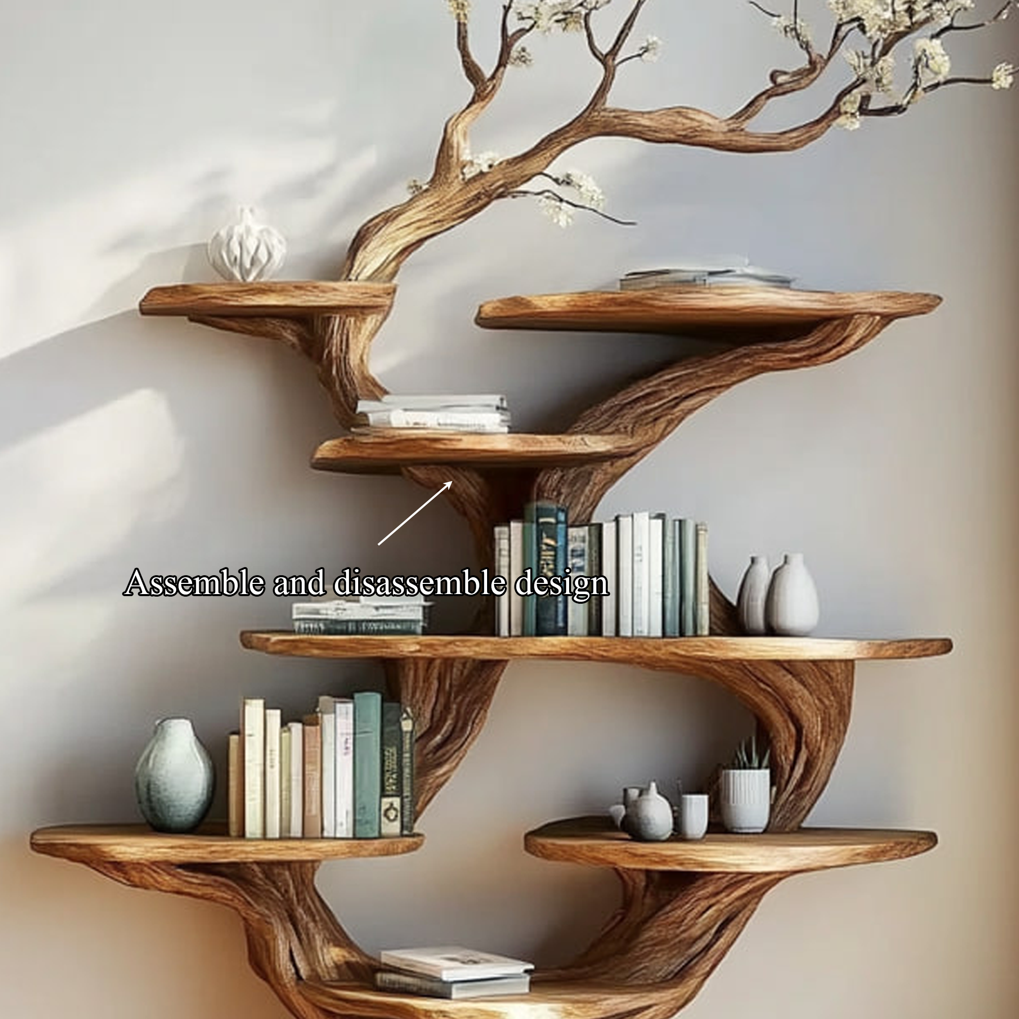 Rustic Tree Display Shelf Living Room Or Bedroom Cozy Storage SINLKITB479