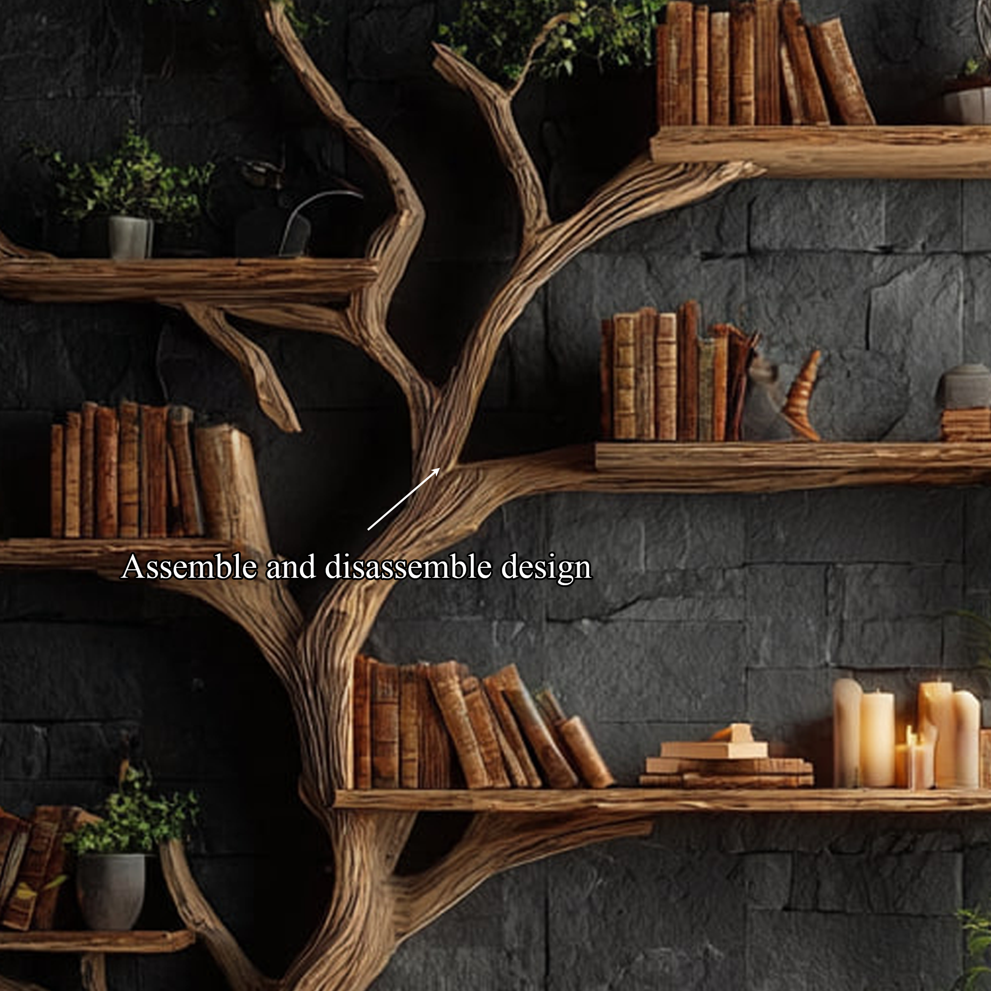 Rustic Tree Wall Shelf Family Room SINLKITB300
