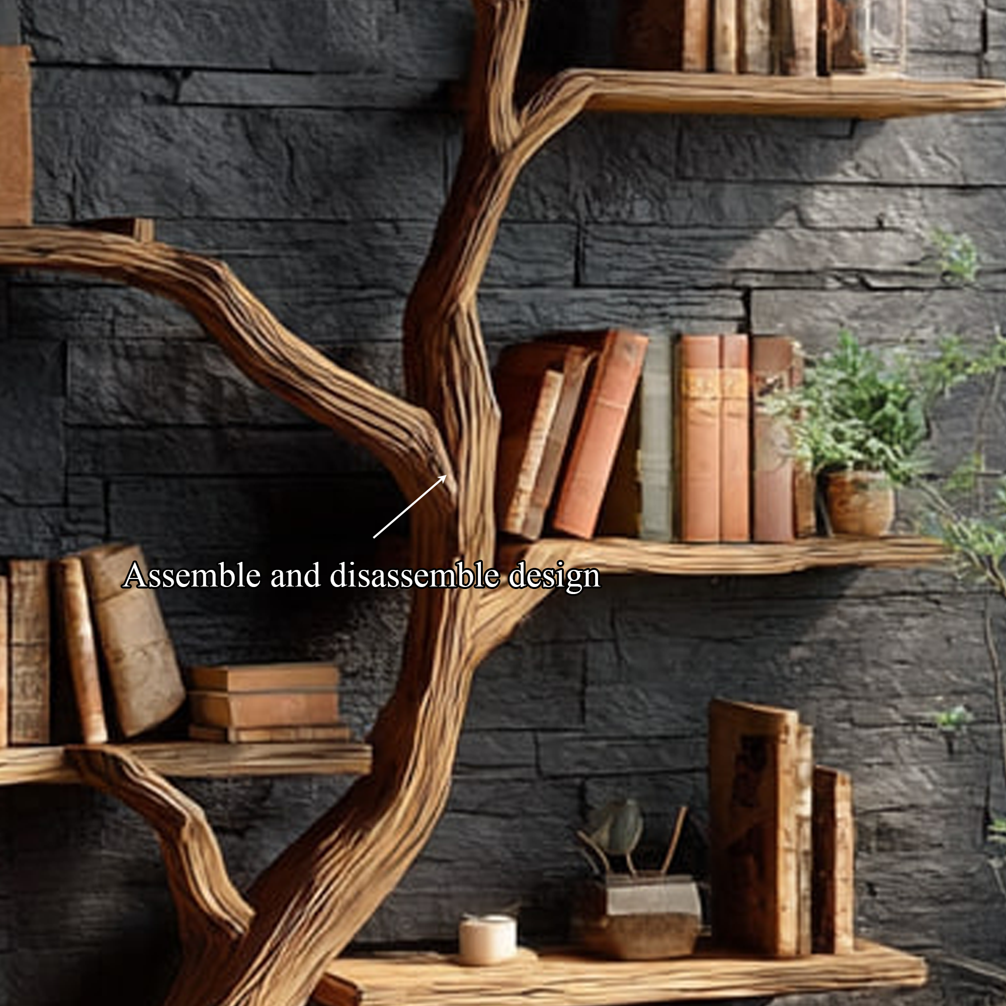 Rustic Tree Bookcase Reading Nook SINLKITB299