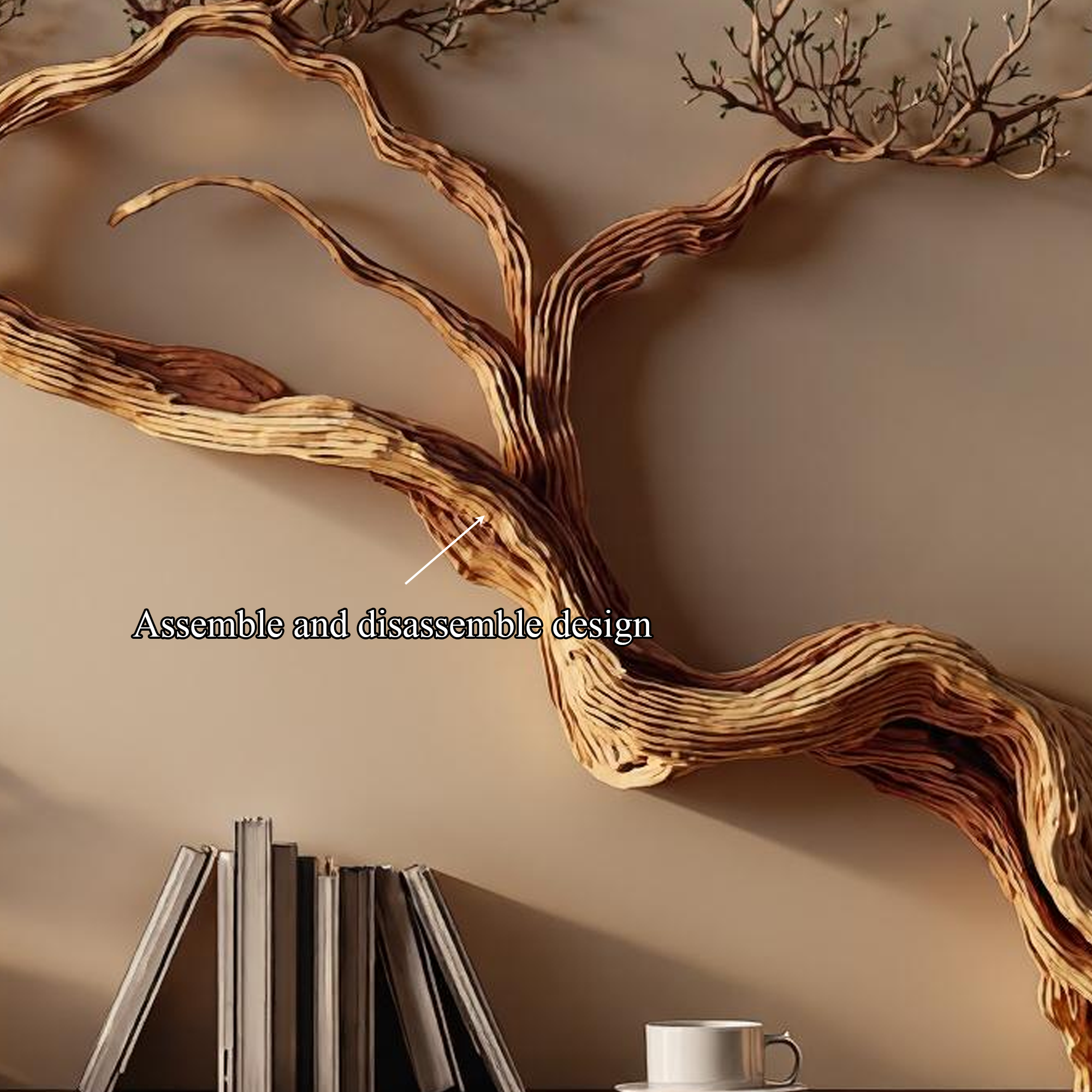 Rustic Tree Branch Shelf Handmade Living Room SINLKIFL178