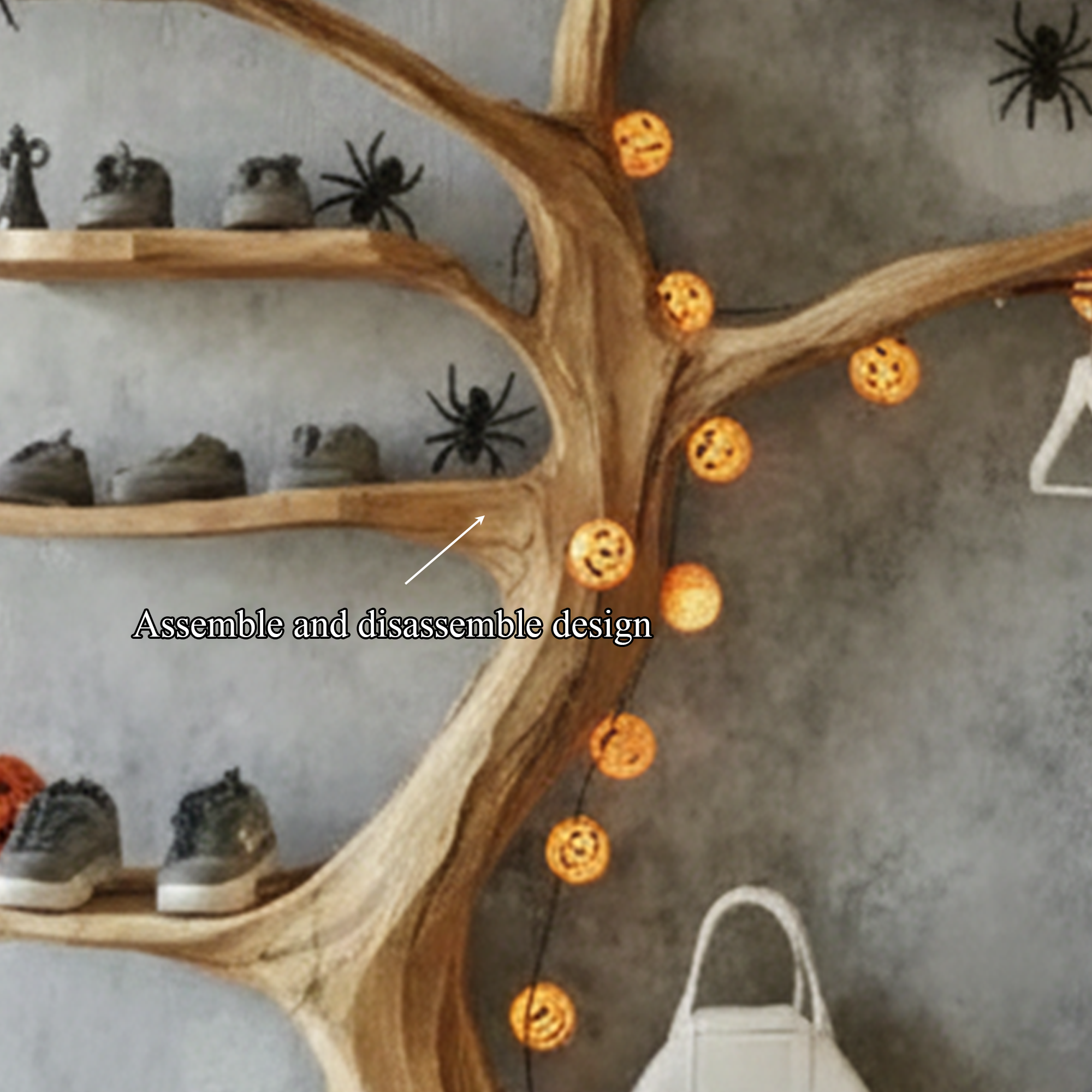 Mid Century Modern Halloween Tree Wardrobe Shelf Living Room Decoration SINLKIHW048