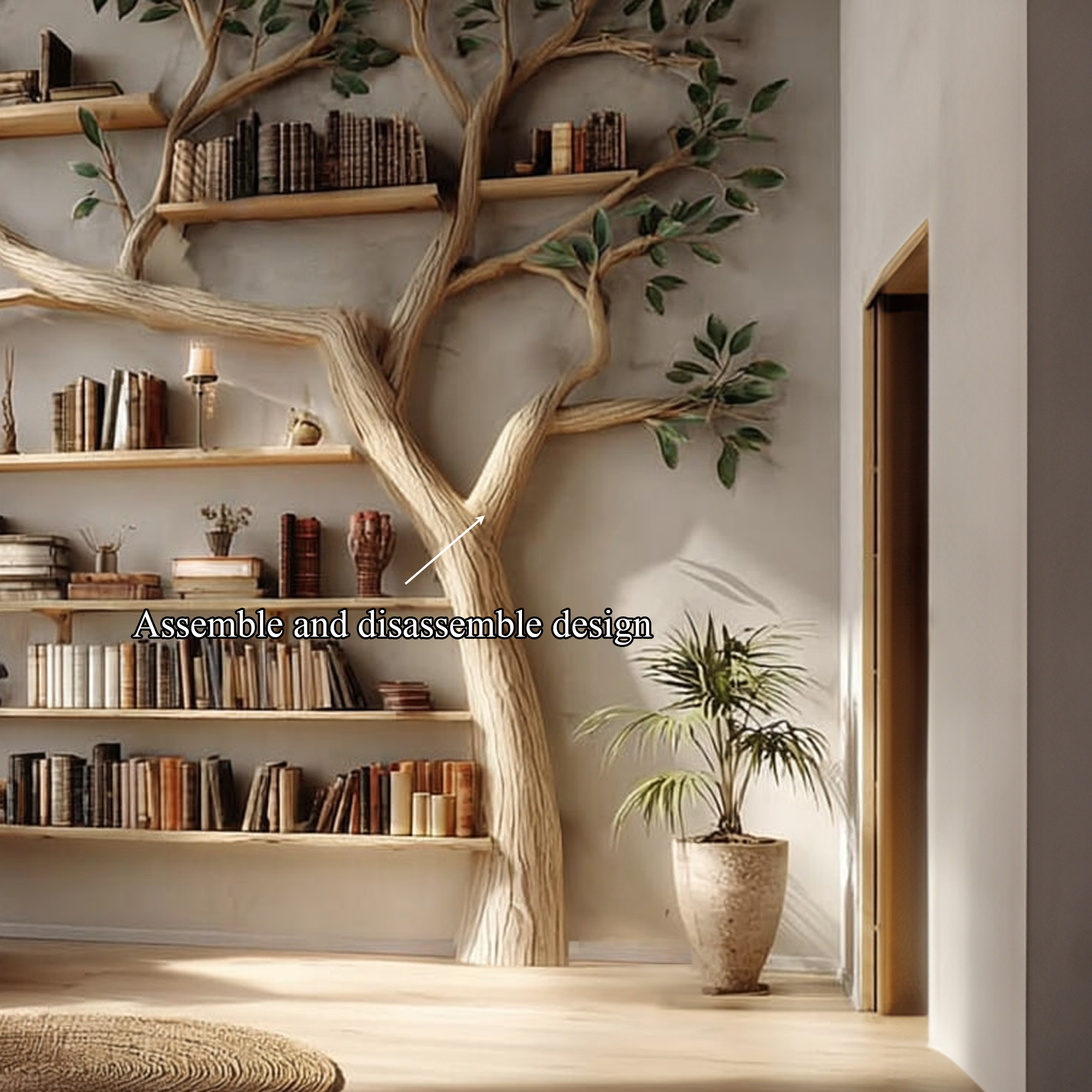 Rustic Tree Bookshelf Study Room Or Living Room Modern Decor SINLKITB334