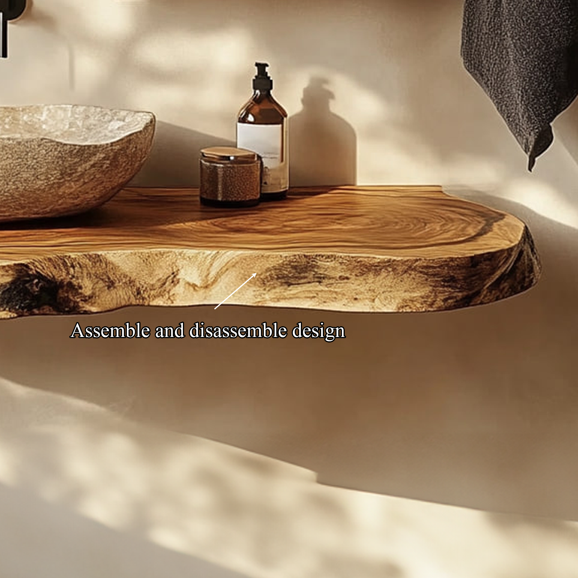 Rustic Bathroom Vanity Shelf Natural Wood Bathroom Furniture SINLKIBRV214
